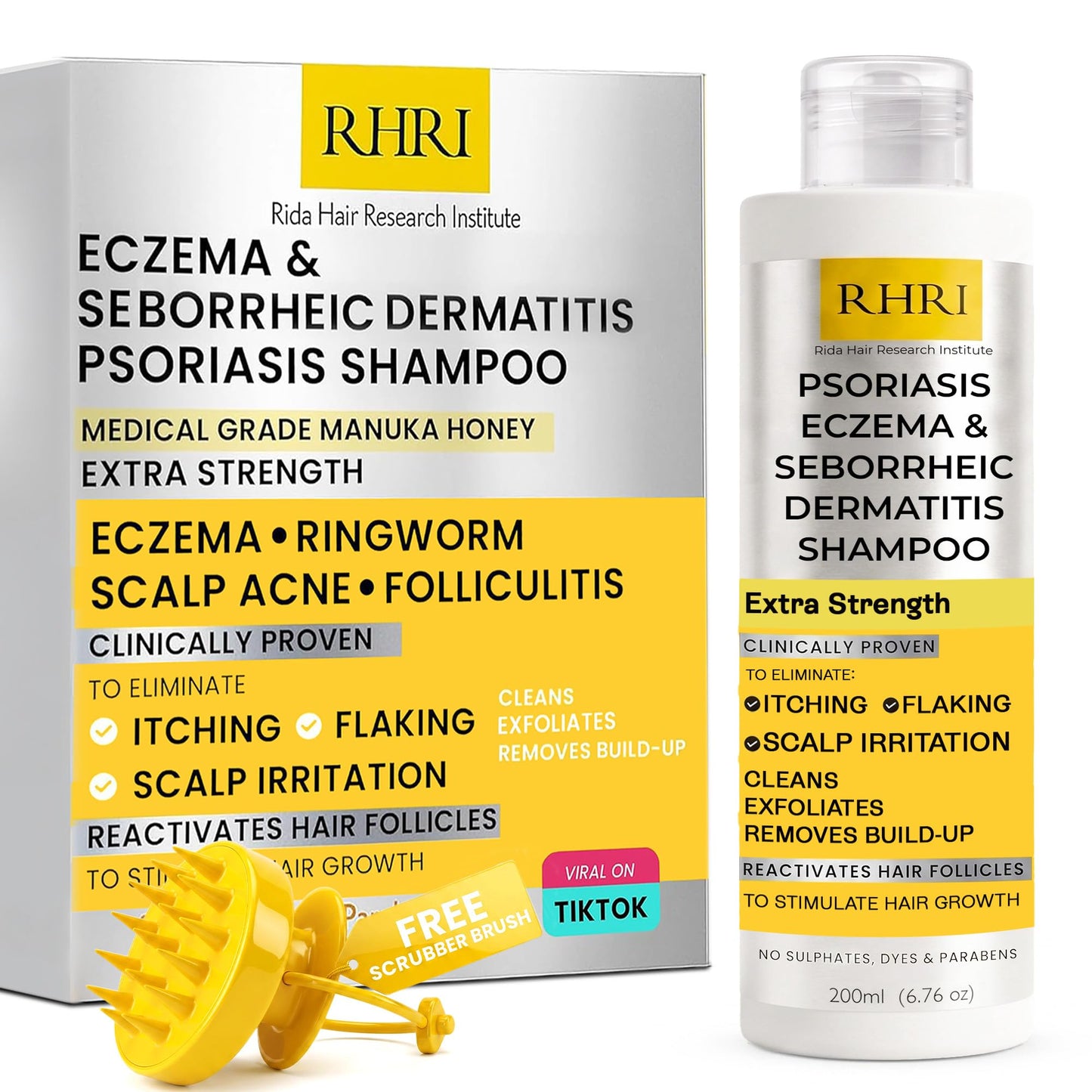 RHRI Psoriasis Shampoo for Men & Women | Itchy Scalp Treatment with Manuka Honey | Best for Eczema, Seborrheic Dermatitis, Ringworm & Folliculitis Beauty and Personal Care Rida Hair Research Institute Default Title