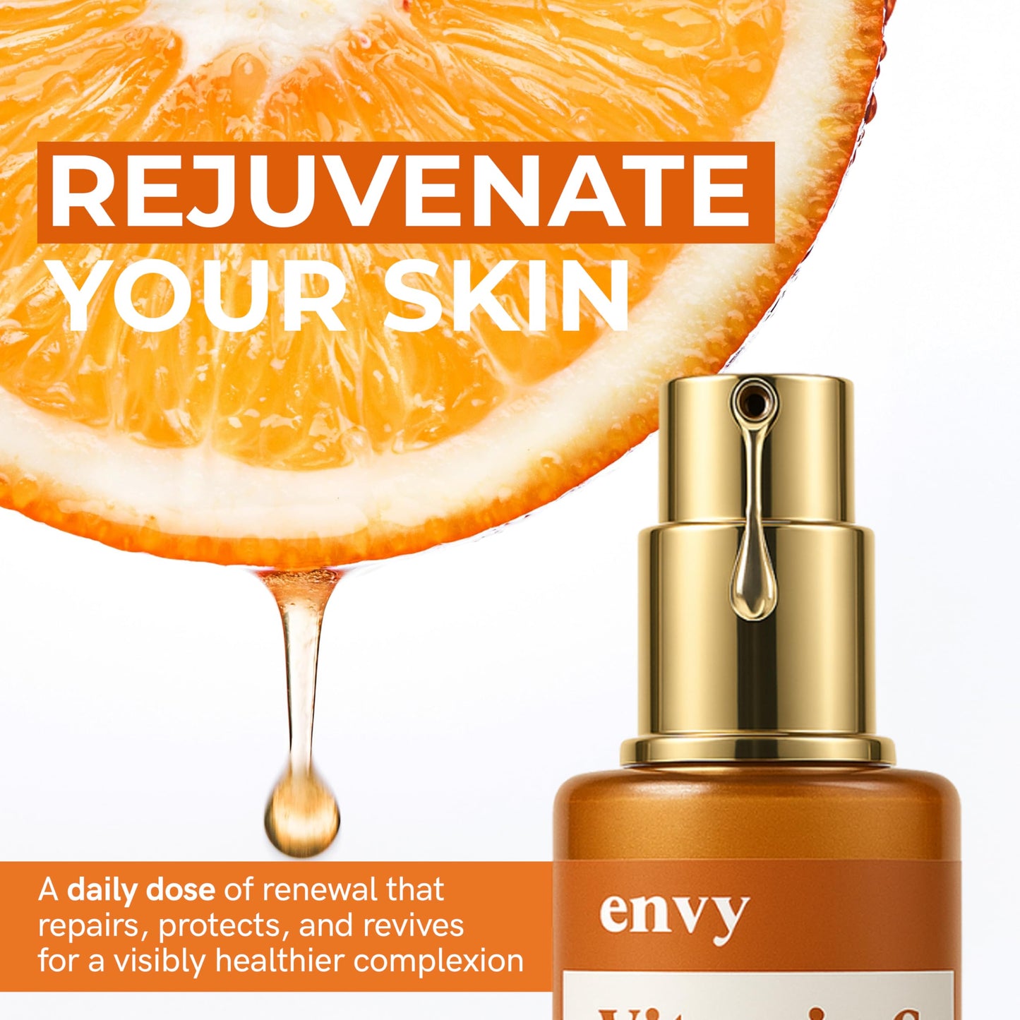 Envy Vitamin C Serum with Vitamin E & Glycerin - Skin, Dark Spot Reduction & Anti-Aging, Dermatologist Tested, Hydrating Glass Skin Serum