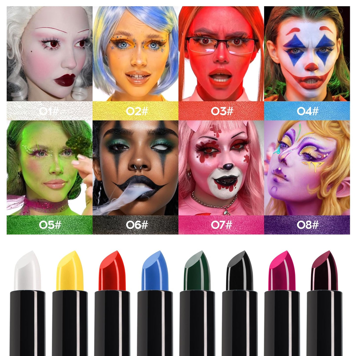 Halloween Face Paint Kit, 4 Colors Lipstick Set?Water-Based Non-Toxic Makeup for Face & Body | Easy Wash Off for Costume Parties, Kids, Adults