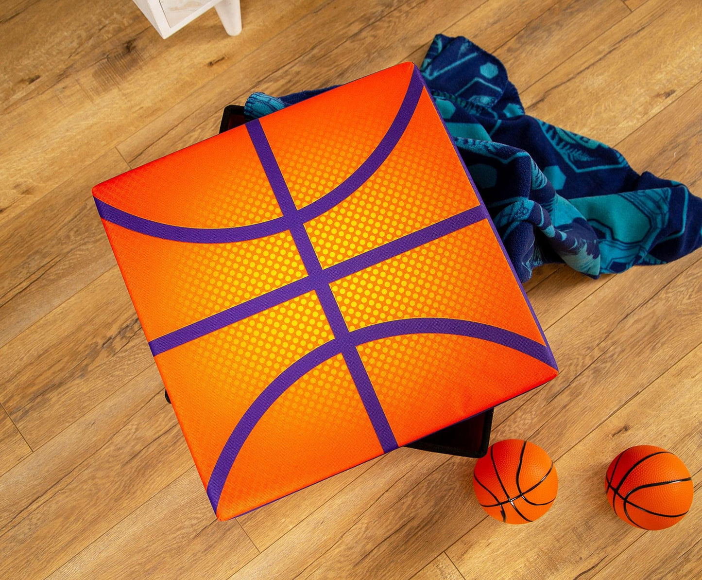 Wikoo Space Jam: A New Legacy Orange 15-Inch Foldable Storage Bin Chest with Lid | Fabric Basket Container, Cube Organizer with Handles | Brown Cubby…