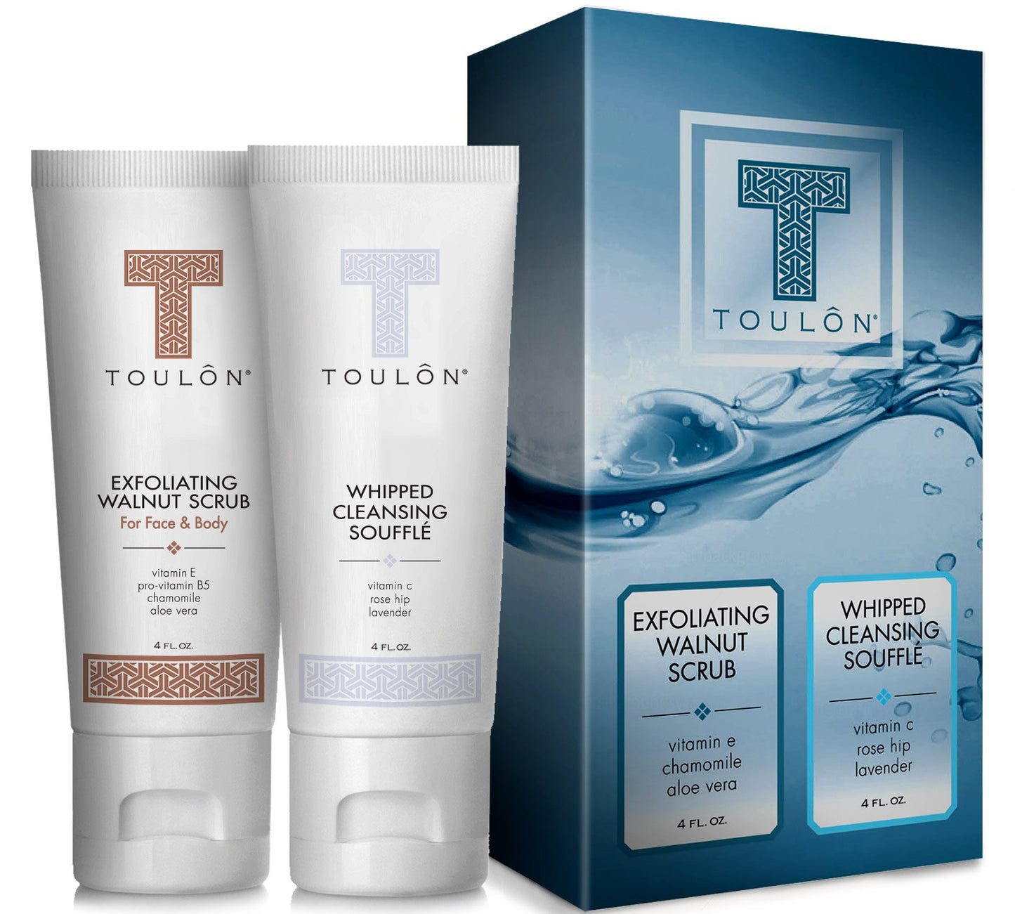Exfoliating Scrub Set - Body Scrub Set - Skin Care Gift Set for Women & Men - Natural Spa Bath and Shower Kit with Exfoliating Walnut Body & Face