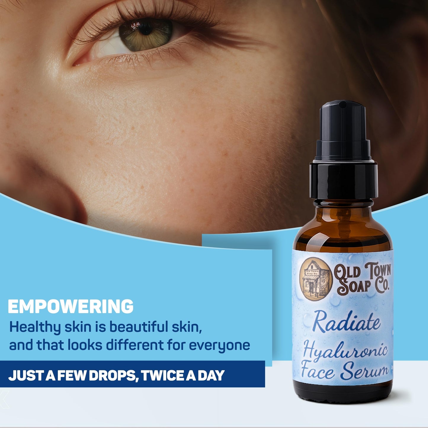 Old Town Soap Co. Radiate Hyaluronic Acid Face Serum, 1 fl oz - Hydrating Anti-Aging with 1% Pure Sodium Hyaluronate - Smooth Fine Lines, Plump & Firm Beauty & Personal Care Old Town Soap Co.