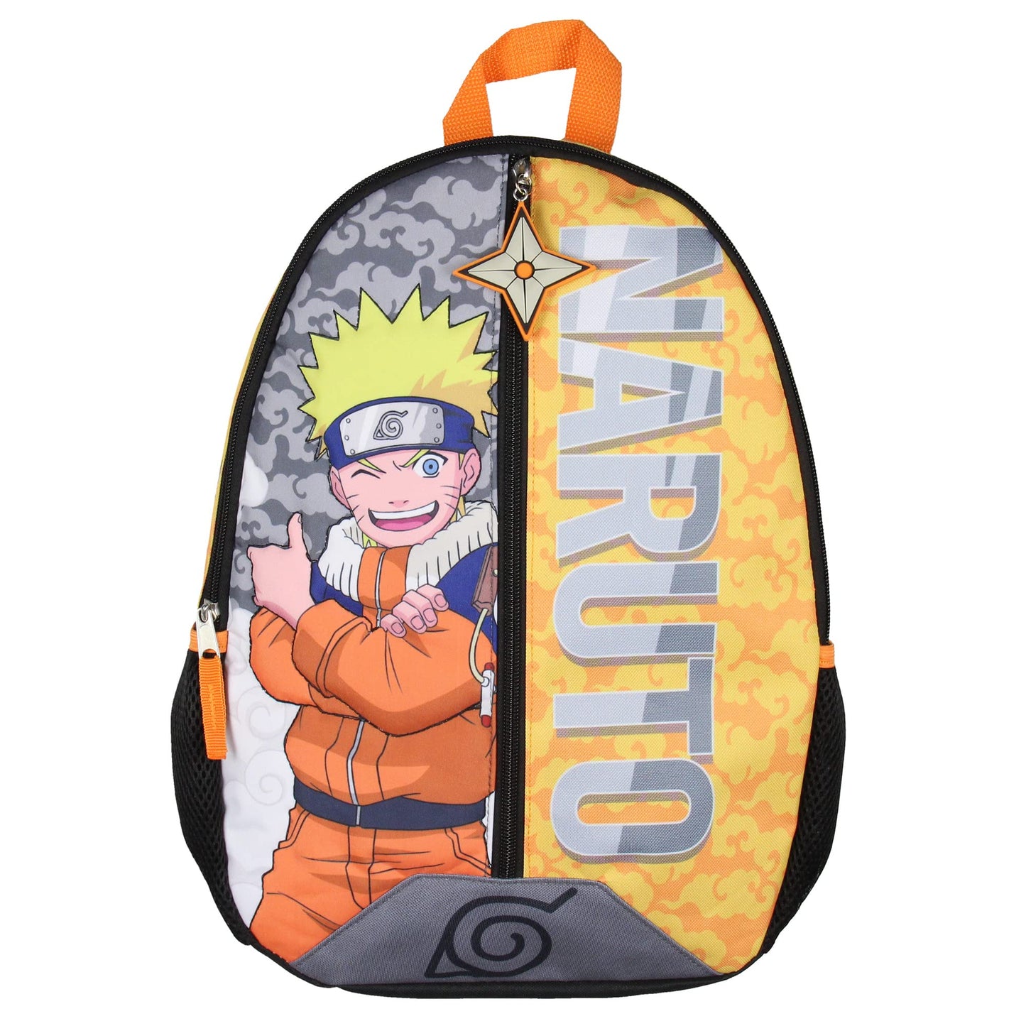 Bioworld Naruto Backpack 3D Quilted Character 16" Kids School Travel Backpack w/Rubber Shurukien Zipper Pull