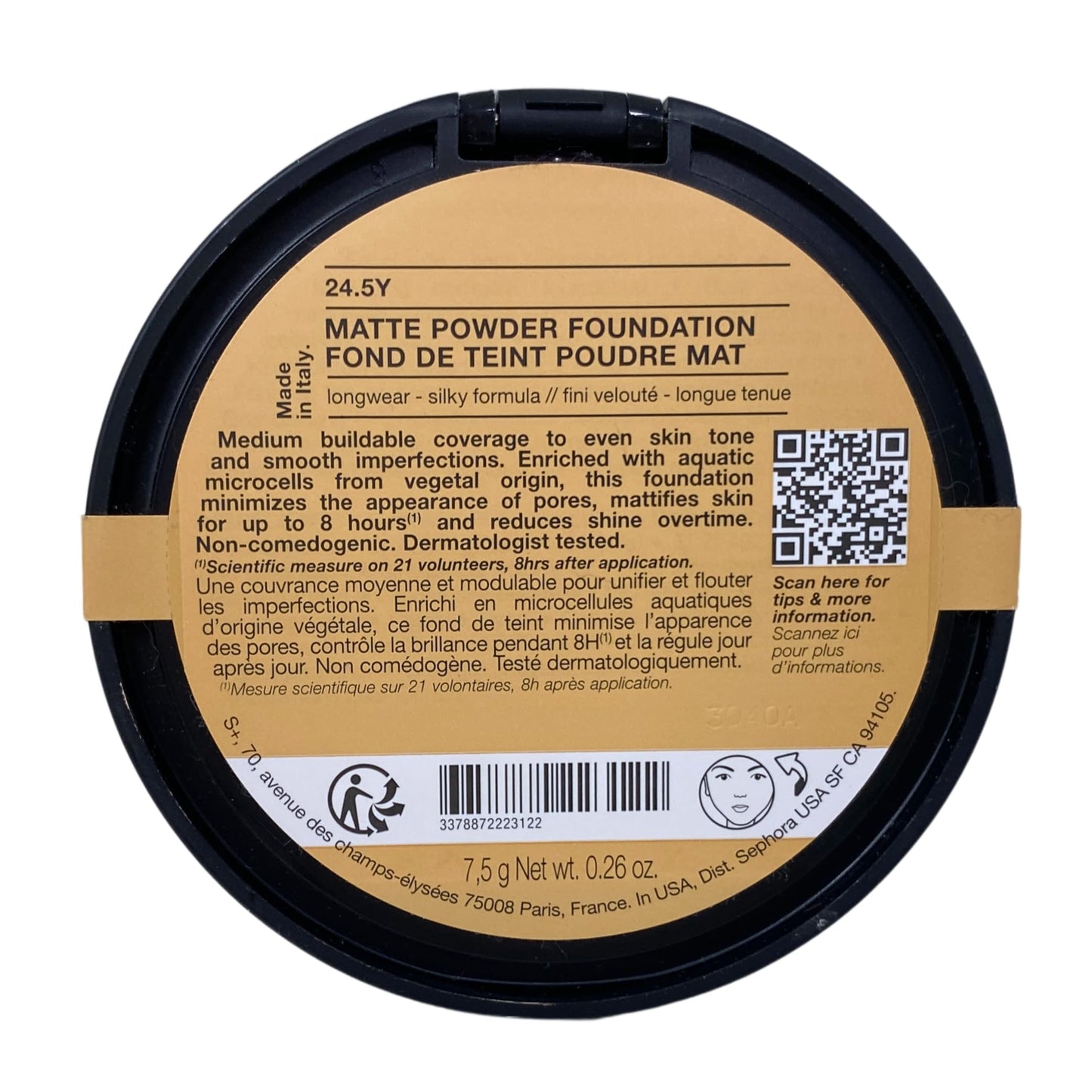 Sephora Collection Matte Powder Foundation - 24.5Y (medium, yellow undertone) 0.26 oz / 7.5 g