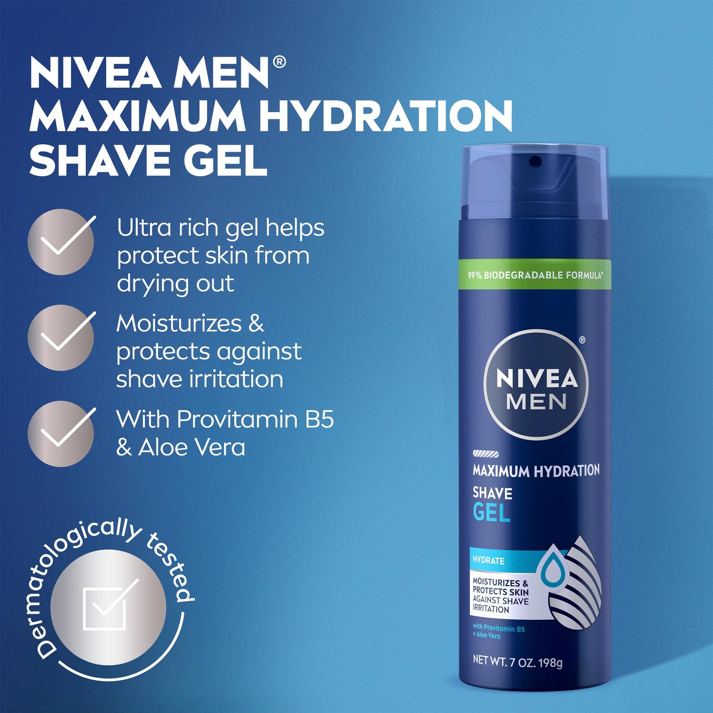 NIVEA MEN Maximum Hydration Shave Gel with Aloe Vera and Provitamin B5, 3 Pack of 7 Oz Cans