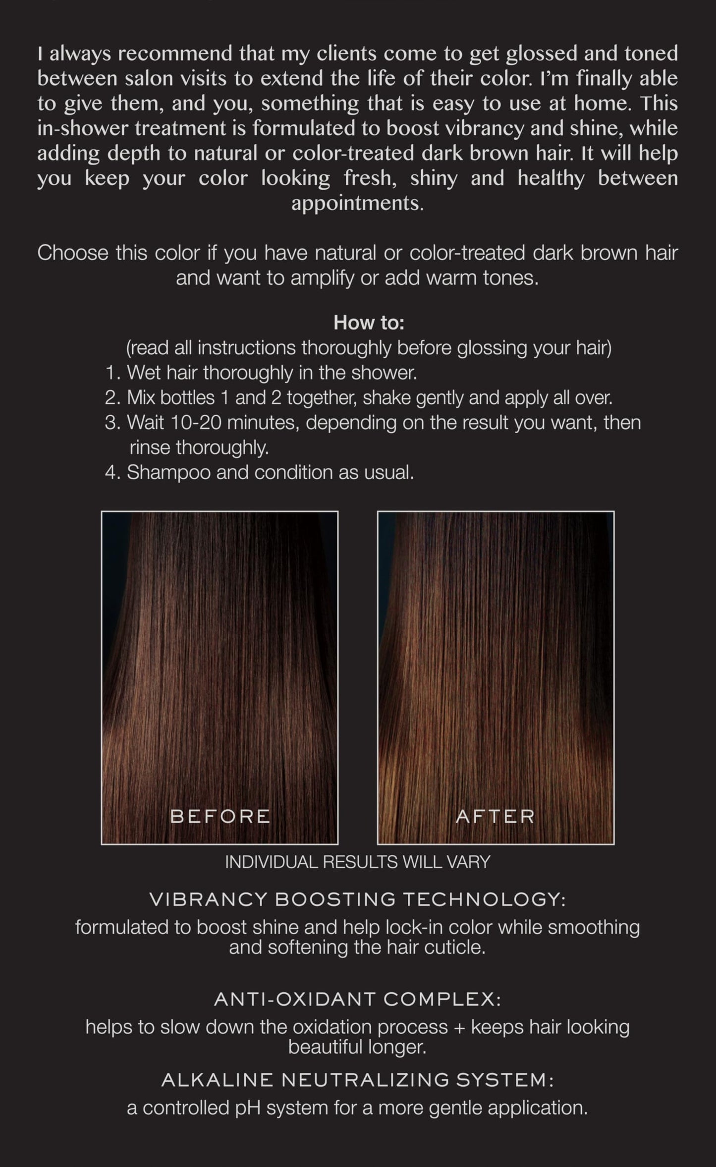 Kristin Ess Hair Gloss in Chocolate Cosmo Dark Golden Brown - 4 Wk Semi Permanent Hair Color for Women - Chocolate Brown Color Depositing Conditioner