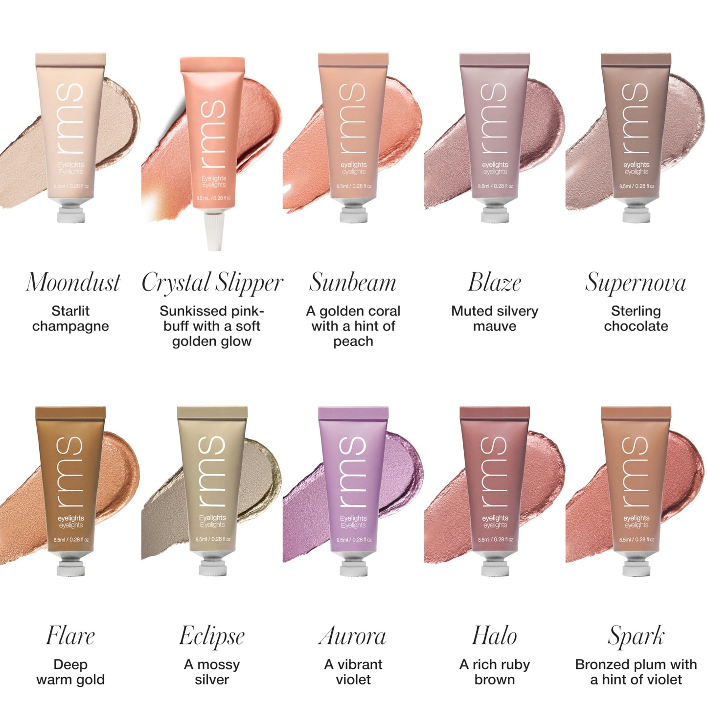 RMS Beauty Eyelights Cream Eyeshadow, Long-Wear Hydrating Creamy Eyeshadow for Luminous, Buildable Natural Color, Smudge-Resistant, Blendable Formula