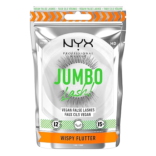 NYX PROFESSIONAL MAKEUP Jumbo Lash! Vegan False Eyelashes, Up to 12HR Wear, Reusable Fake Lashes - Wispy Flutter