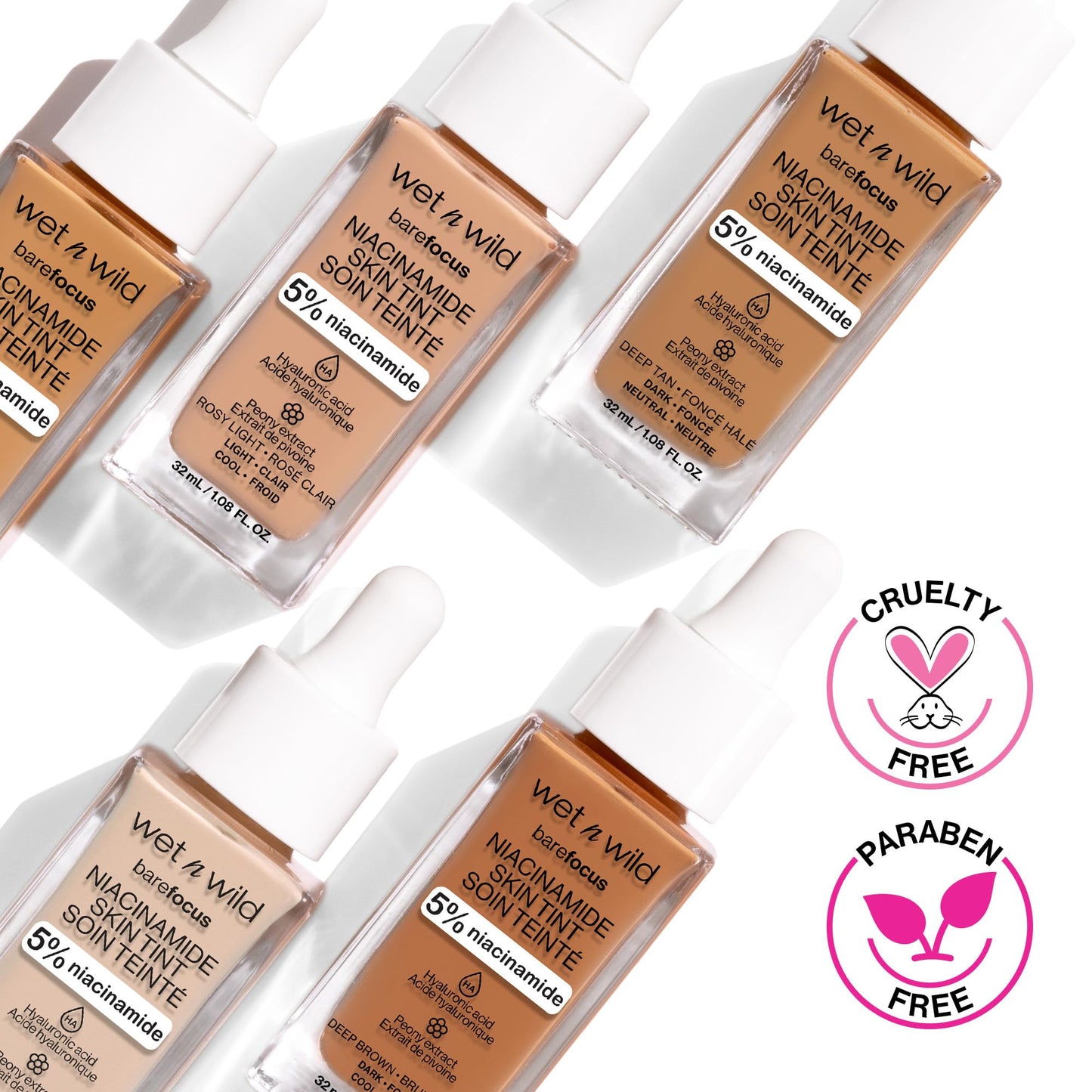 wet n wild Bare Focus Skin Tint, 5% Niacinamide Enriched, Buildable Sheer Lightweight Coverage, Natural Radiant Finish, Hyaluronic & Vitamin Hydration