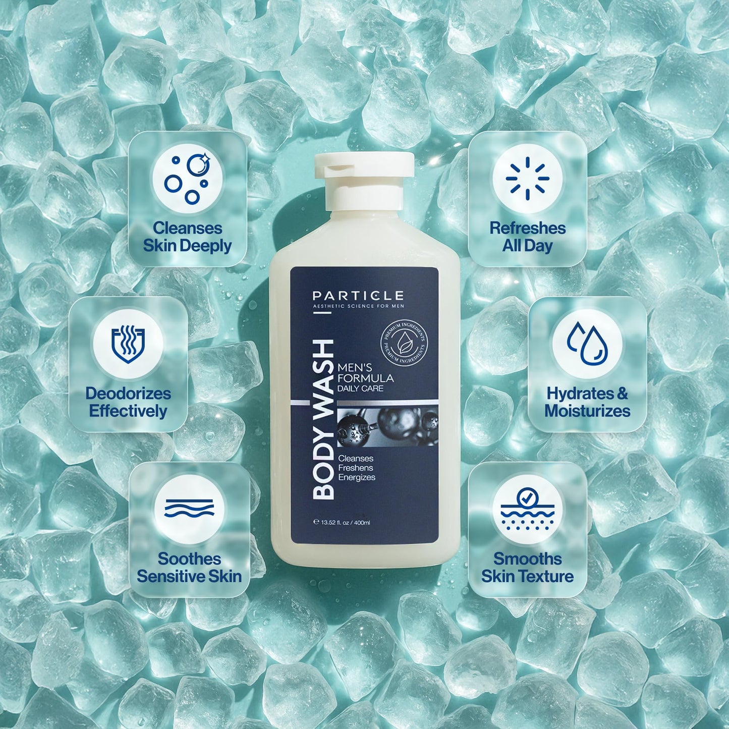 Particle Men’s Body Wash, Daily Skin Care for Men with Dead Sea Minerals, Hydrating Moisturizing Shower Gel and Cleanser for Men, All Skin Types