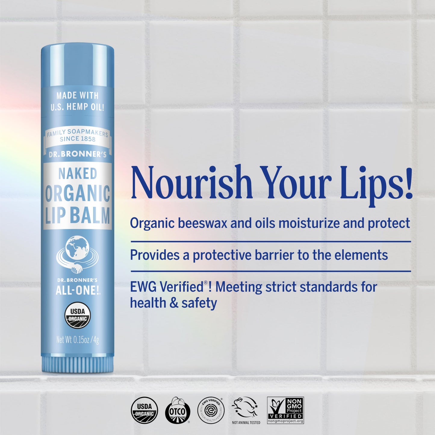 Dr. Bronner’s Organic Lip Balm 6-Pack (.15oz) Natural, Moisturizing, Petroleum-Free Lip Moisturizer with Beeswax & Avocado Oil for Dry Lips, Men