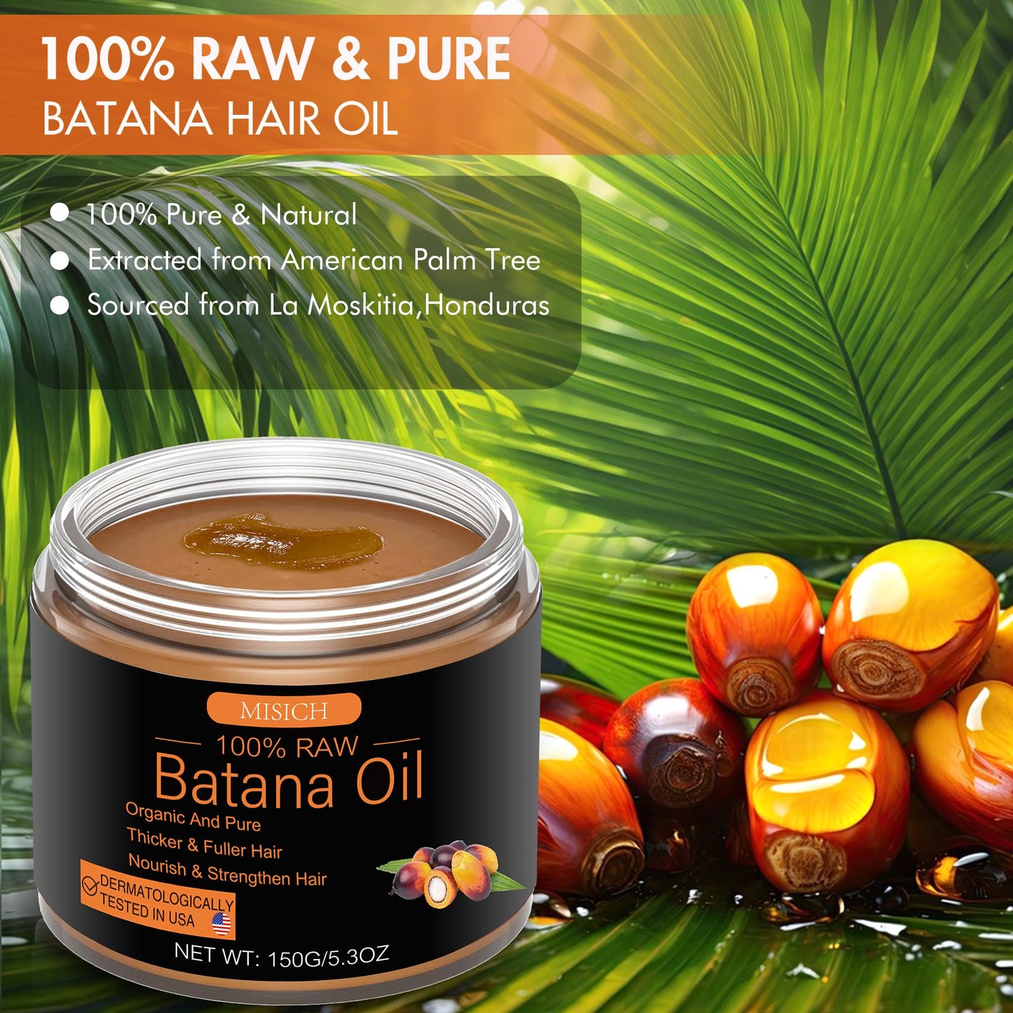 MISICH Raw Batana Oil for Hair Growth, 100% Natural Pure Botana Oil Paste from Honduras, Unrefined Organic Batana Hair Mask for Prevent Hair-Loss Beauty and Personal Care MISICH