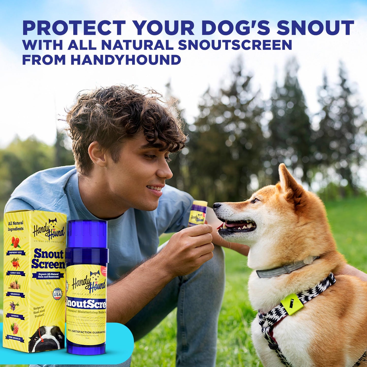 Handy Hound SnoutScreen Dog Nose Balm and Paw Balm, Moisturizing Formula for Dry or Cracked Noses, Vet Recommended, Made in USA, Protects Against UVB