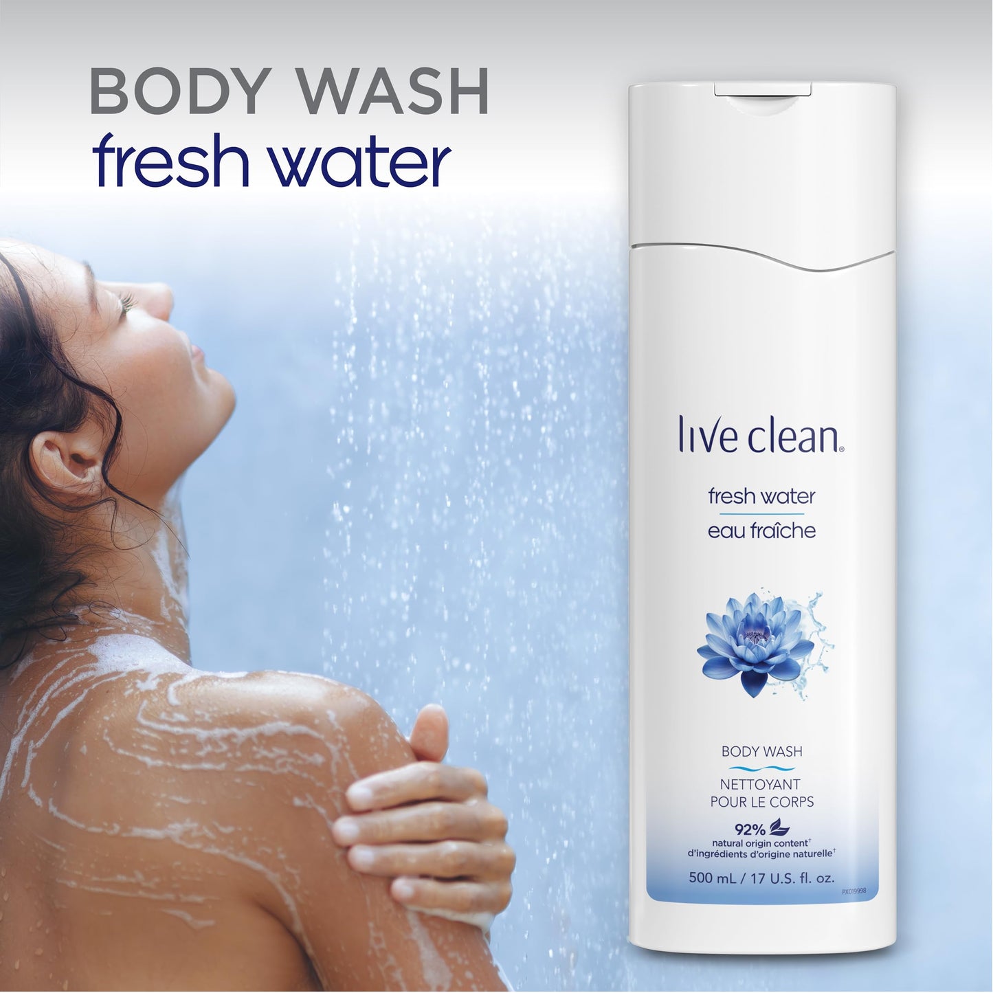 Live Clean Body Wash, Hydrating Fresh Water, 17 Oz