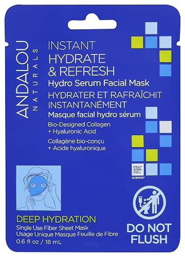 Andalou Naturals Deep Hydration Instant Hydrate & Refresh Sheet Mask, 6 OZ