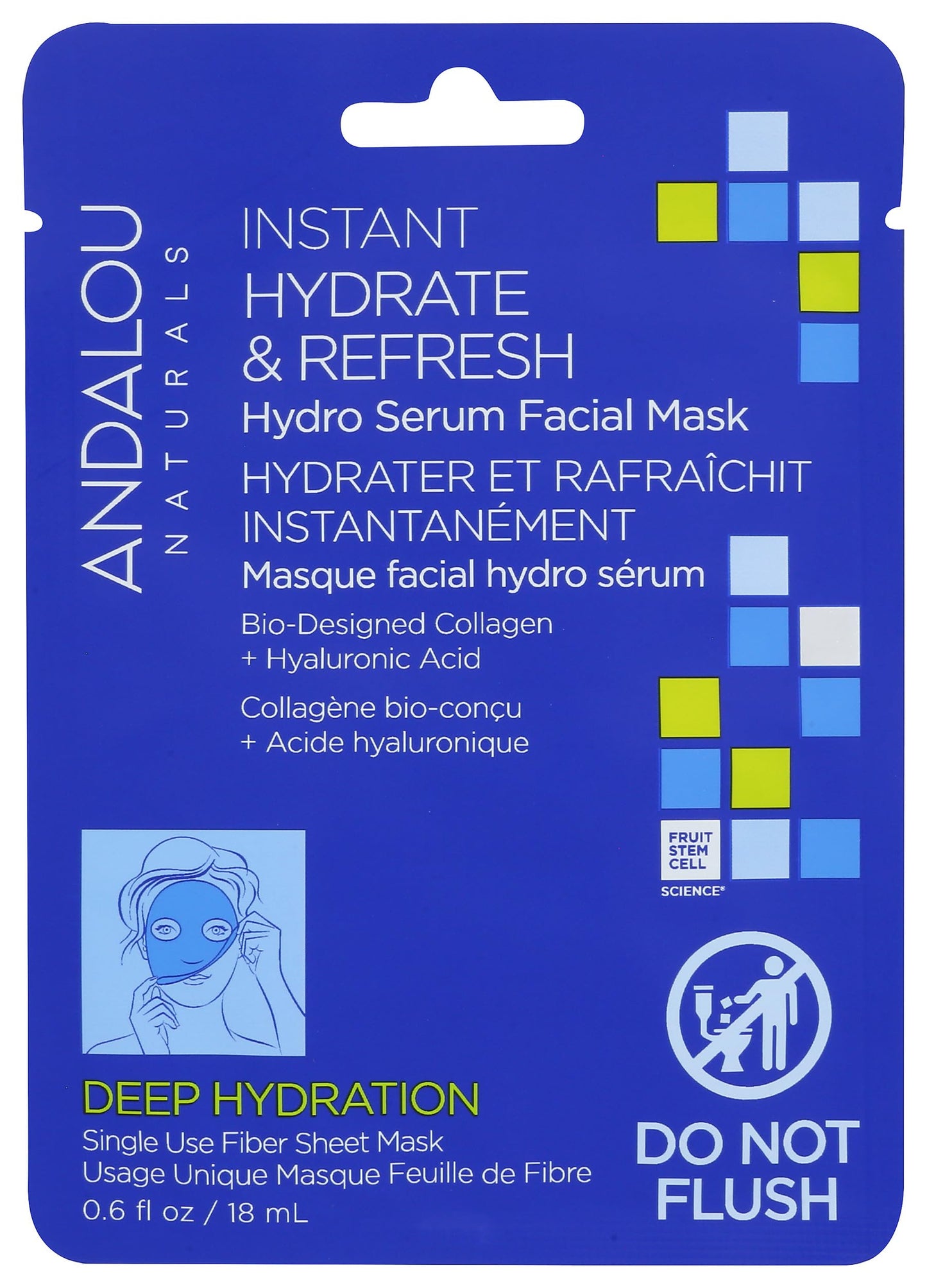 Andalou Naturals Deep Hydration Instant Hydrate & Refresh Sheet Mask, 6 OZ