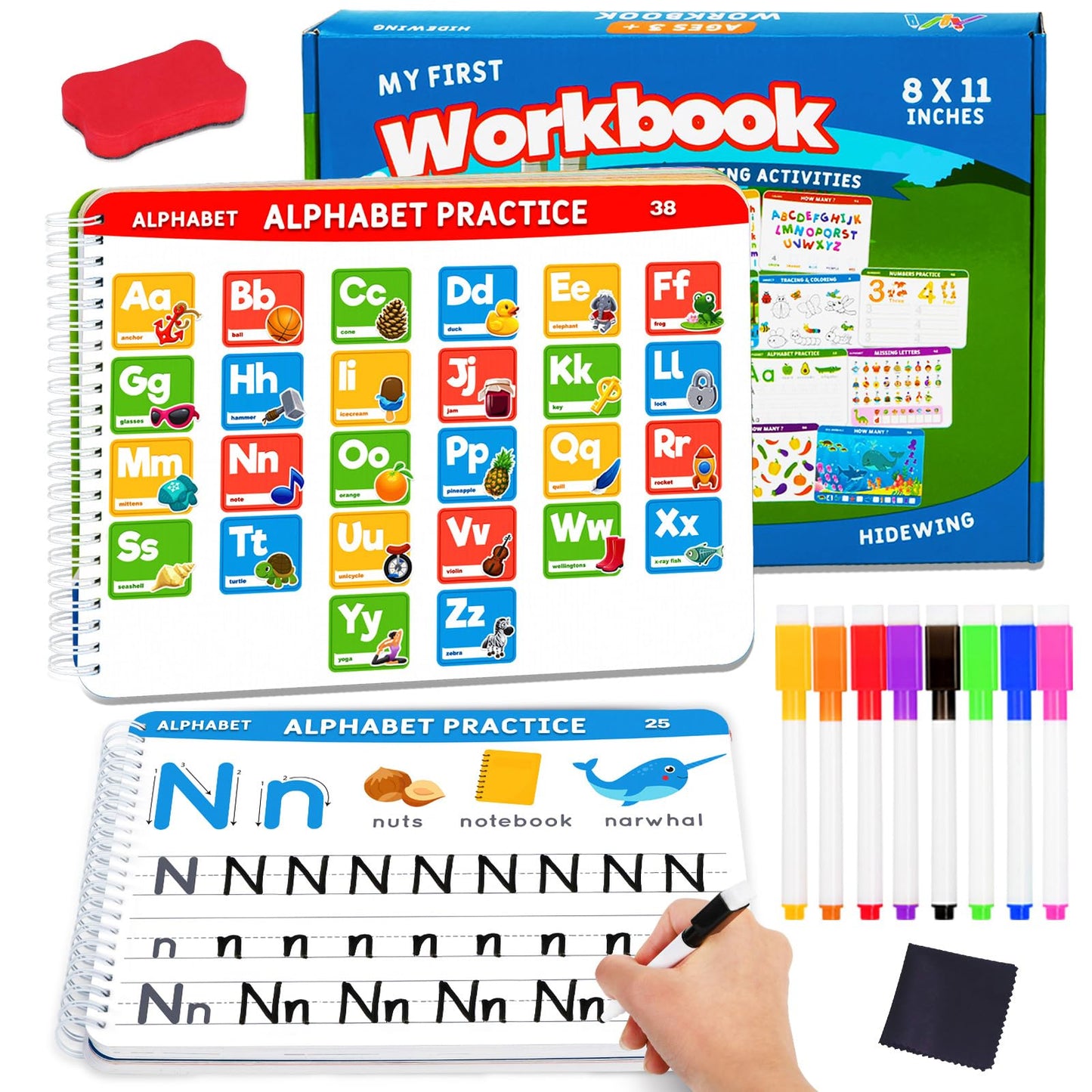 Preschool Learning Activities Workbook – Handwriting Tracing, Alphabet & Montessori Busy Book, Autism-Friendly Educational Toy for Kids Ages 3–5