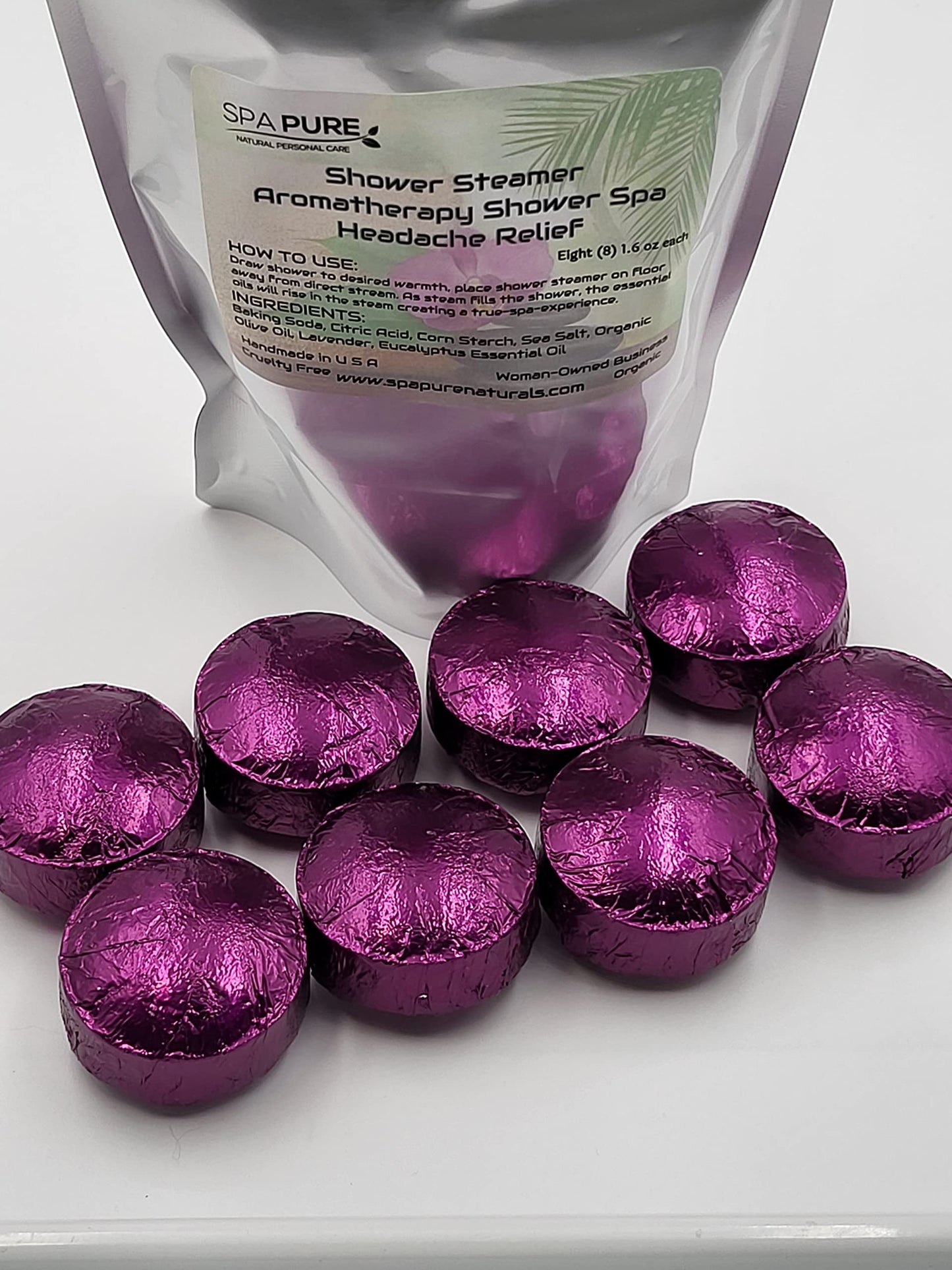 Spa Pure Headache Relief Aromatherapy: Shower Bombs USA Made with 100% Natural/Organic Essential Oils - Lavender, Eucalyptus - Transform Your Shower…