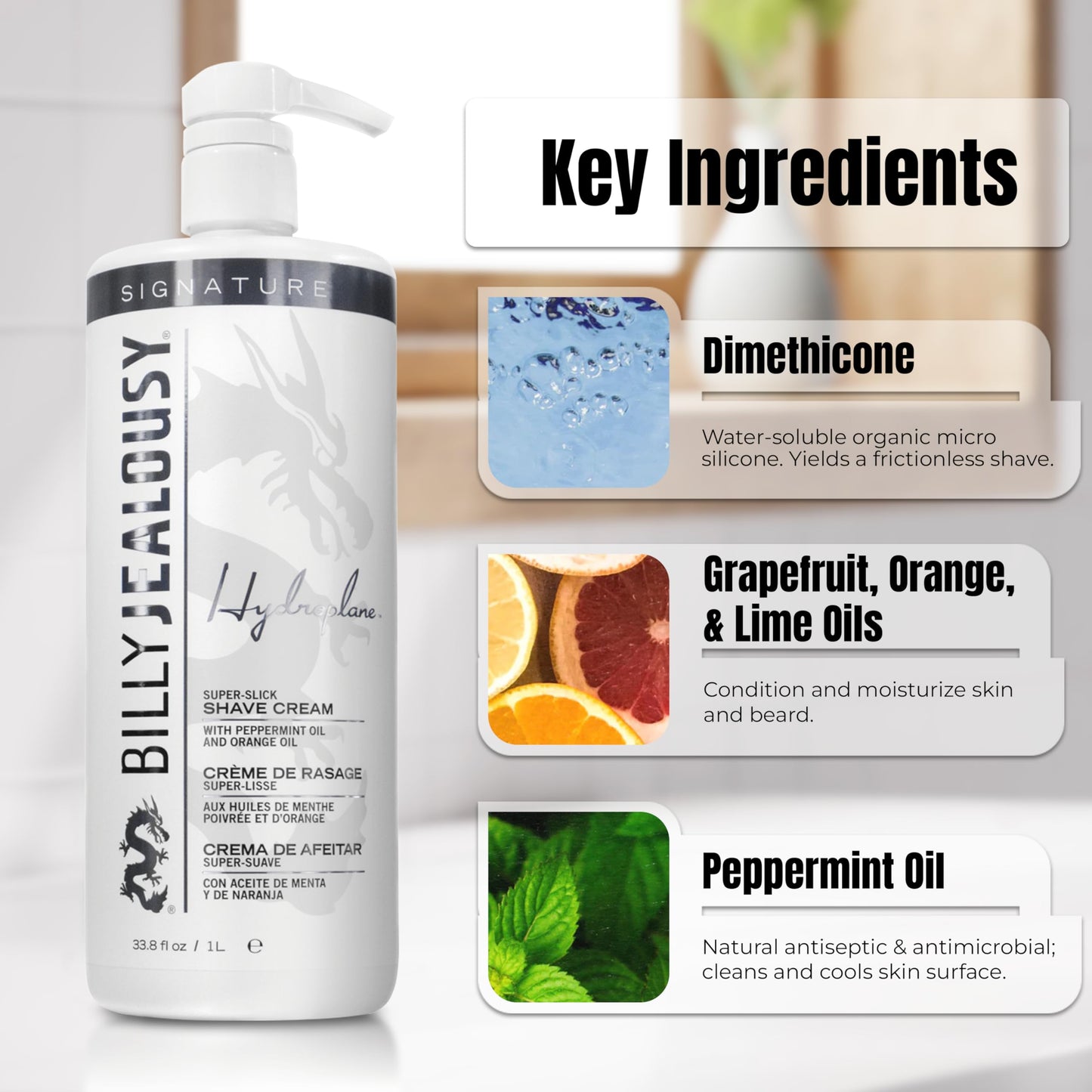 Billy Jealousy Hydroplane Foamless Super-Slick Mens Shave Cream, 33.8 Fl Oz