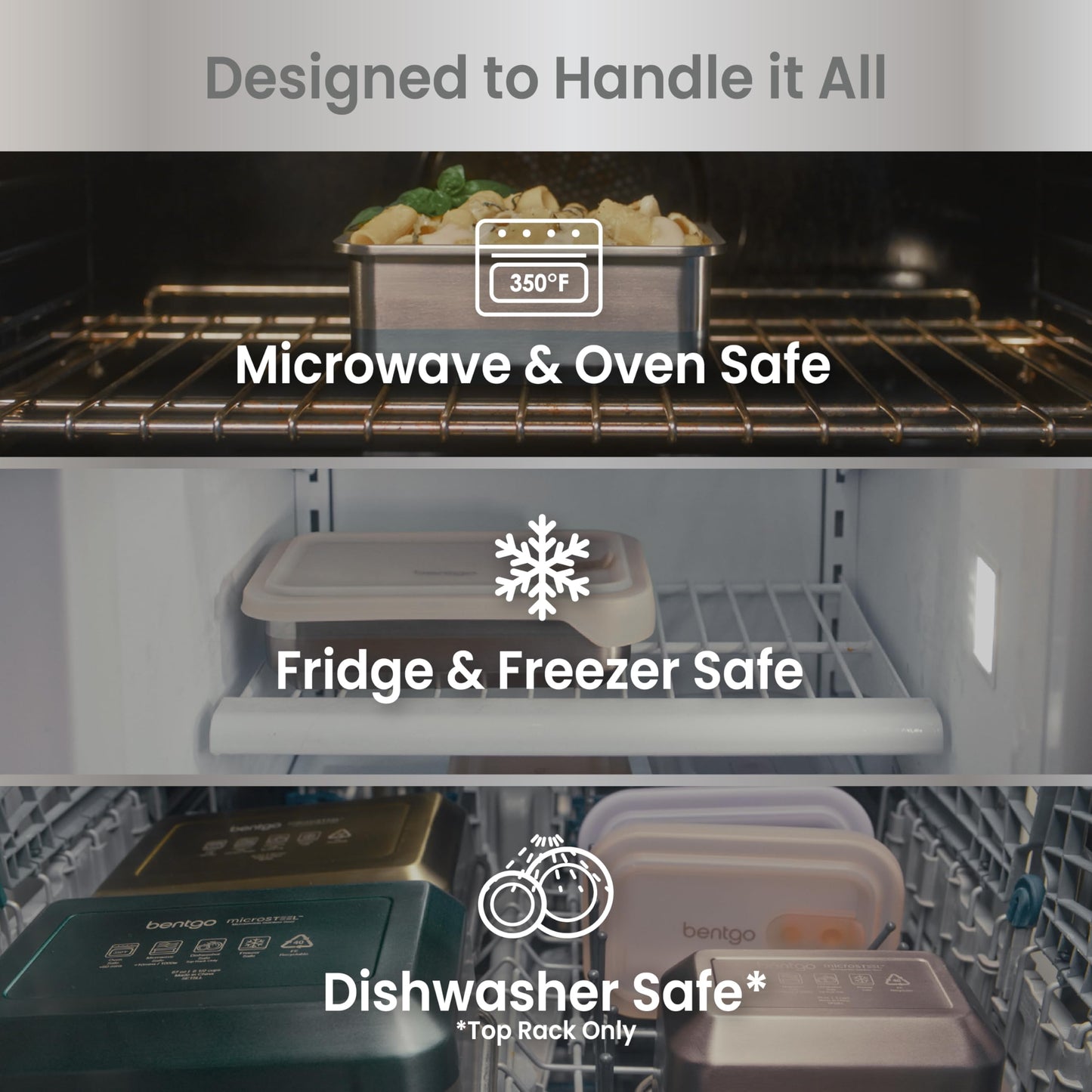 Bentgo MicroSteel Heat & Eat Container - Microwave-Safe, Leak-Proof, Easy-to-Clean, Lightweight Stainless Steel Reusable Food Storage with Airtight…