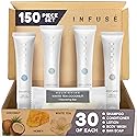 Infuse Pure White Tea and Coconut Hotel Soaps and Toiletries Bulk Set | 1-Shoppe All-In-Kit for Airbnb | 1oz Shampoo & Conditioner, Body Wash, Lotion