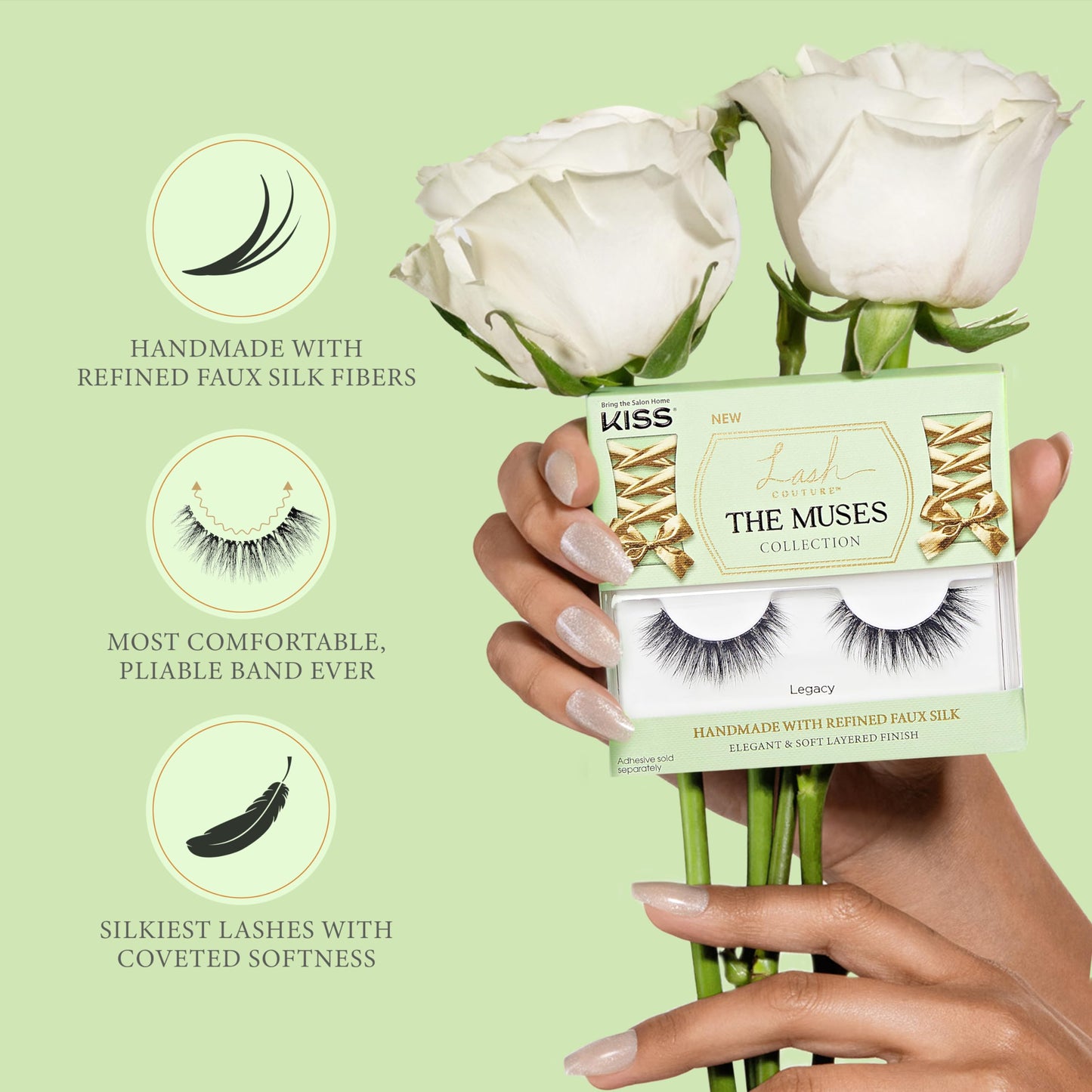 KISS The Muses, False Eyelashes, 'Empress', 16mm, Includes 1 Pair, Easy to Apply, Reusable Lash Clusters