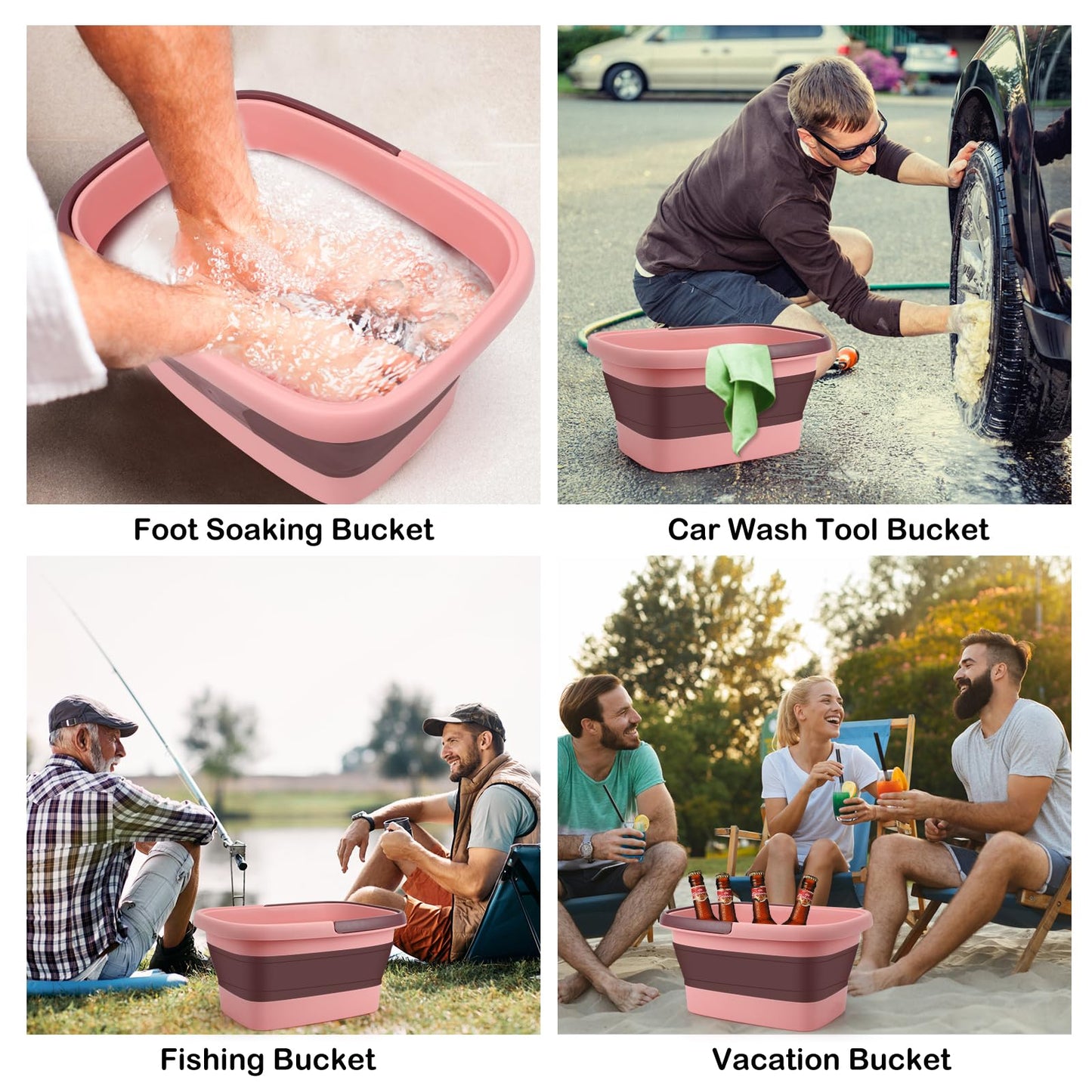 Foot Bath Collapsible Foot Soak Tub,Beinilai Collapsible Foot Bath Basin,Multifunction Plastic Basin with Handles,Foot Tub for Soaking Feet-Pink Beauty and Personal Care Beinilai