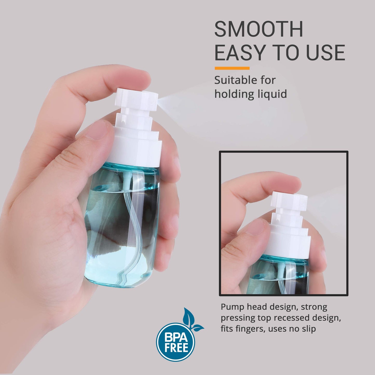 RELANOR Pack 2 Small Spray Bottle Travel Size 2oz/60ml - Fine Mist Mini Empty Spray Bottles - Leak Proof - for Toners, Face & Hair Mist Beauty and Personal Care RELANOR