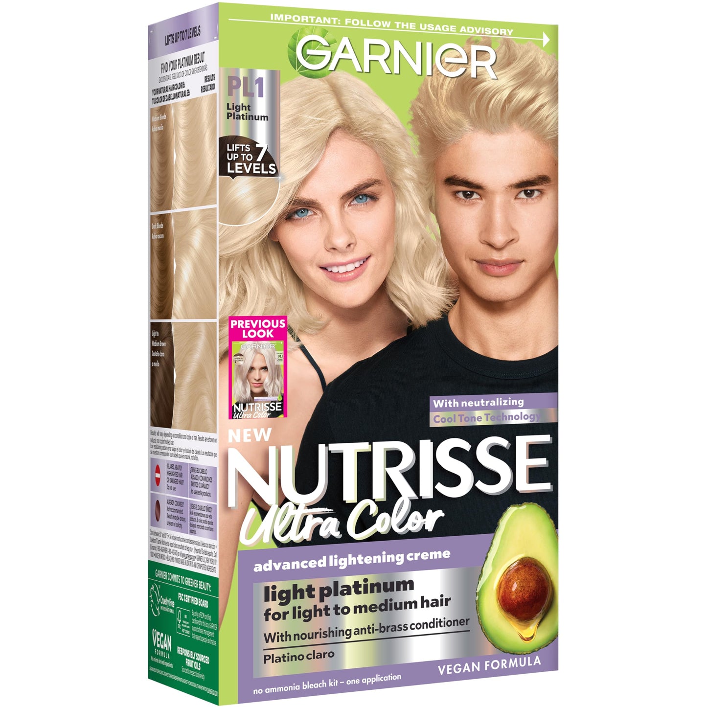 Garnier Nutrisse Ultra Color Hair Color, Permanent Hair Dye for Up to 8 Weeks of Bold, Vibrant, Fade-Resistant Results, Vegan & Cruelty-Free, PL1
