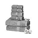 VEVOR 6-Piece Towel Set, 600 GSM 100% Cotton Towels for Bathroom, 2 Bath Towels, 2 Hand Towels and 2 Washcloths, Highly Absorbent & Quick Drying…