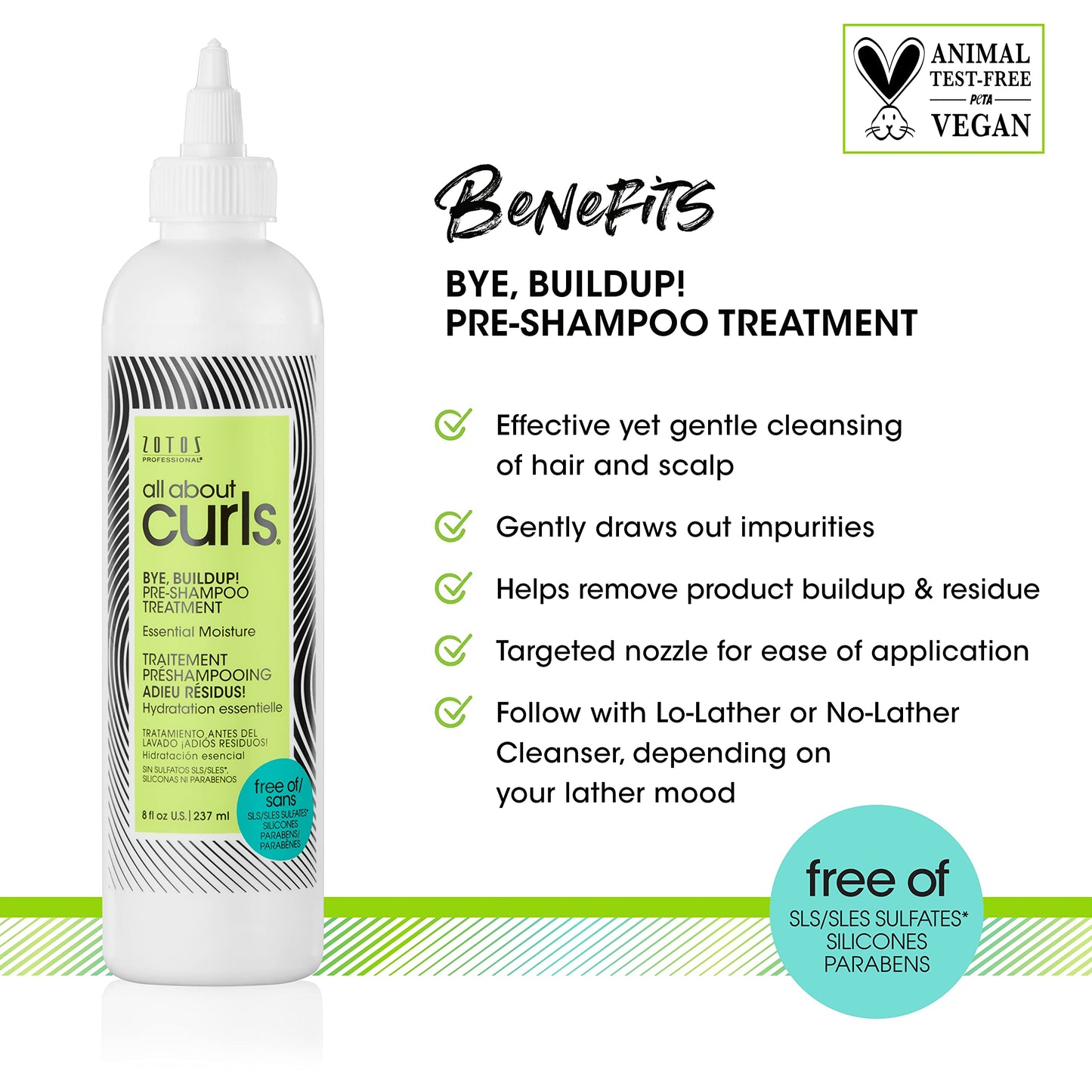 ALL ABOUT CURLS Bye, Buildup! Pre Shampoo Treatment | Curly Hair Products | Essential Moisture | Gentle Cleansing | All Curly Hair Types | Vegan