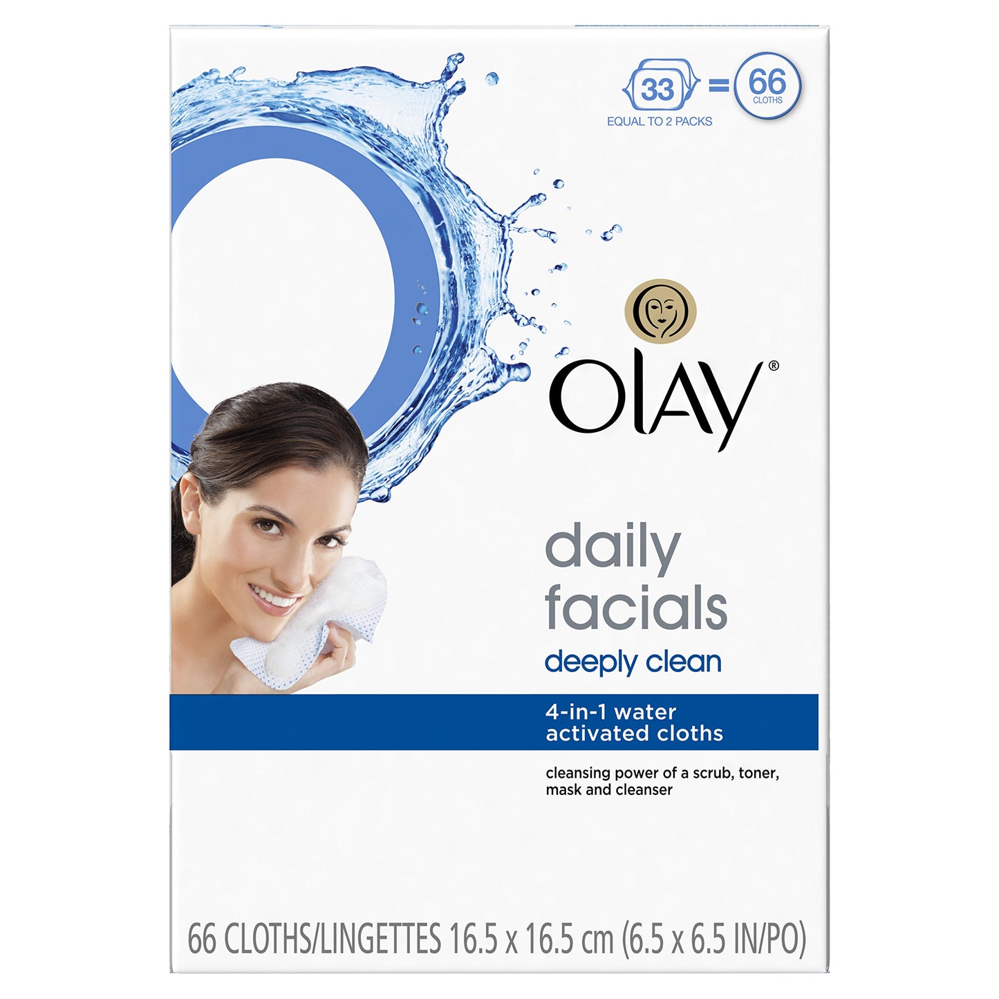 Olay 4-in-1 Combination/Oily Daily Facial Cloths, 66 Count