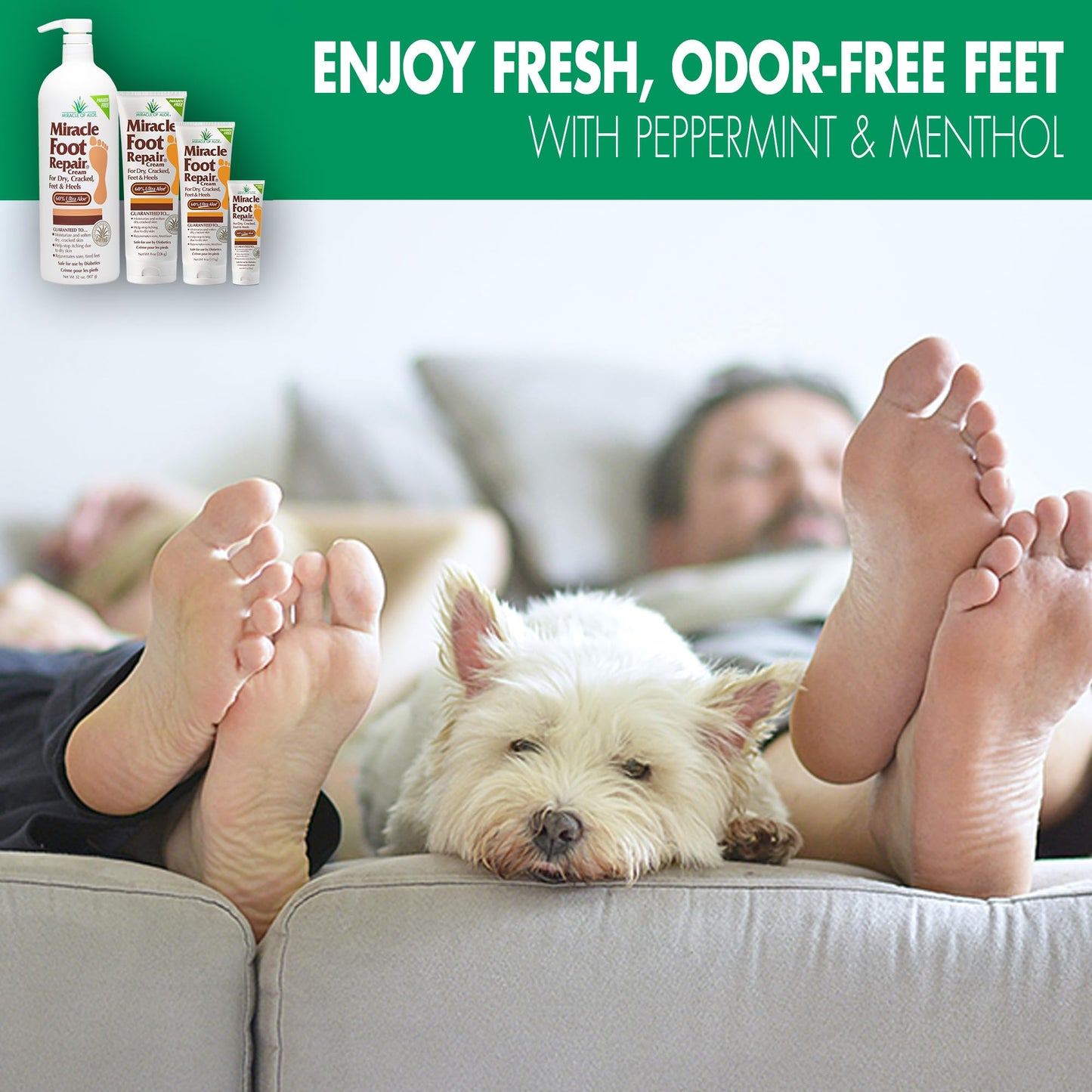 Miracle Foot Repair Cream, 4 oz Repairs Dry Cracked Heels and Feet, Diabetic-Safe, 60% Pure Ultra Aloe Moisturizes, Softens, and Repairs, Relief from