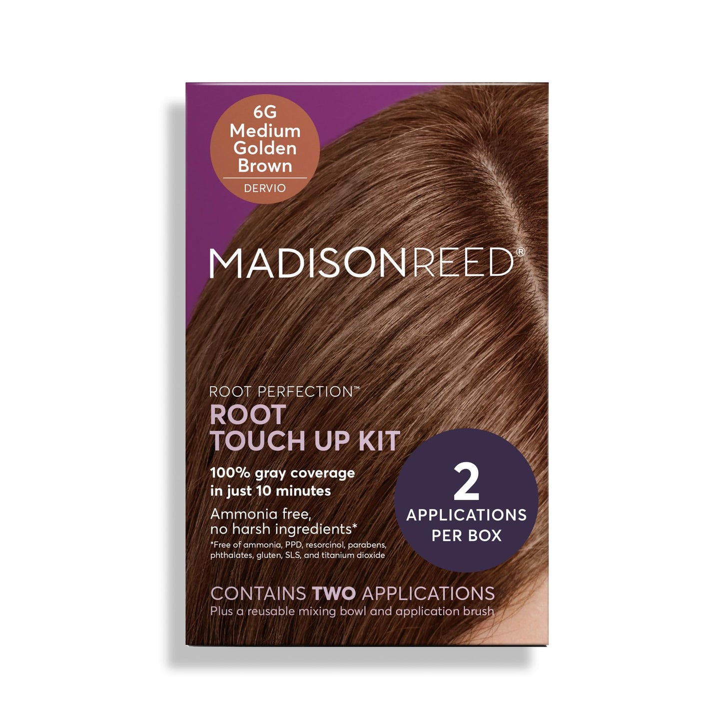 Madison Reed Root Perfection Root Touch Up Kit - 6G Dervio Medium Golden Brown, 2 Permanent Applications, 100% Gray Coverage in 10 Min | PPD-Free