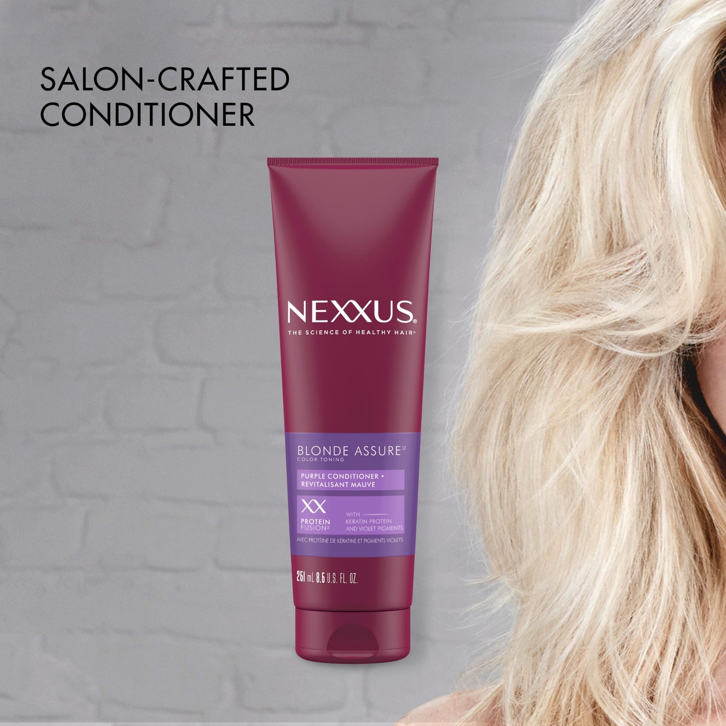Nexxus Hair Color Blonde Assure Purple Conditioner, Keratin, For Blonde and Bleached Hair, Color 8.5 oz
