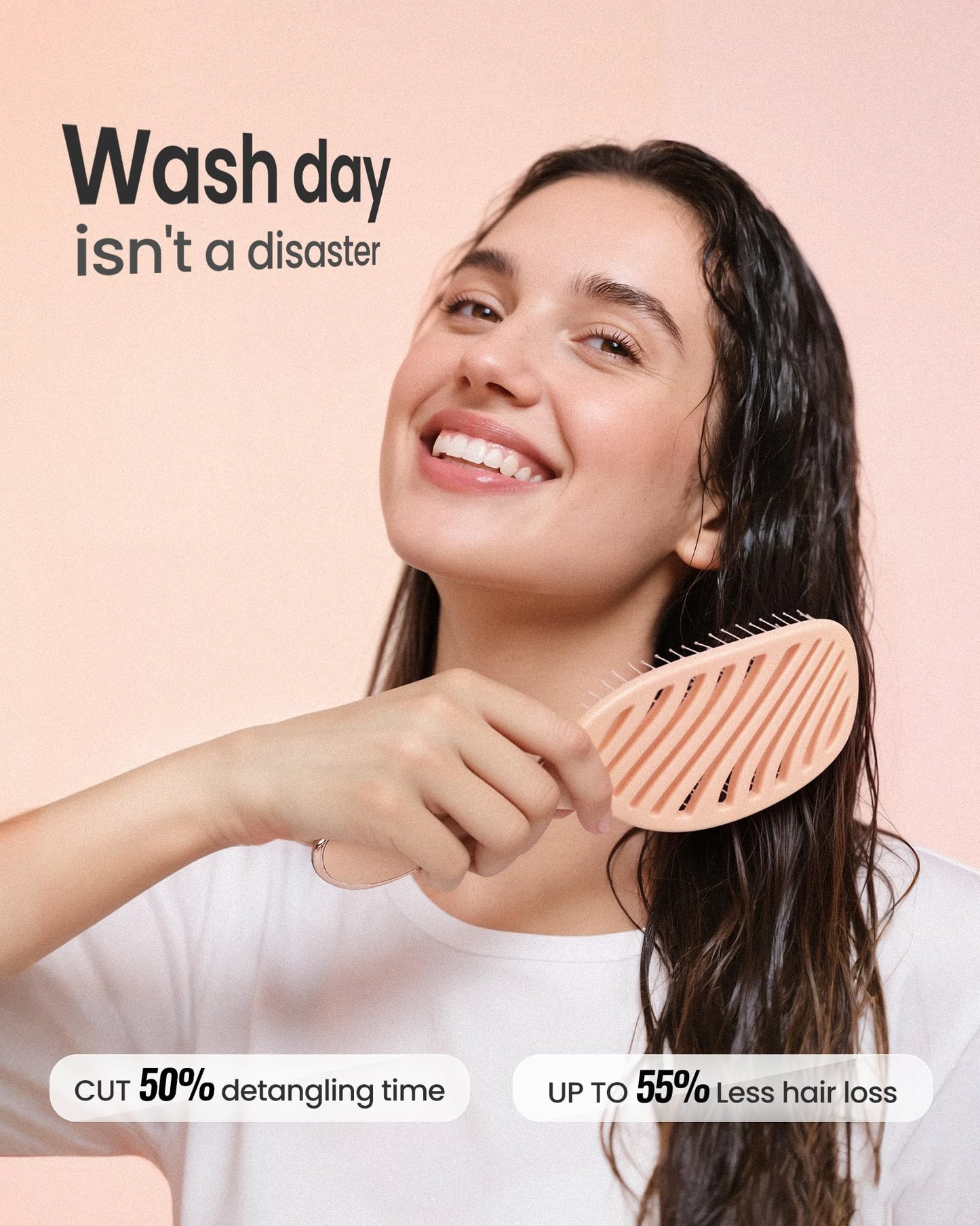 AIMIKE Detangling Brush, Wet Dry Vented Detangler Brush w/Soft Bristles, Pain-Free Detangle Hairbrush Loosens Stubborn Tangles, Extra Gentle on Beauty and Personal Care AIMIKE