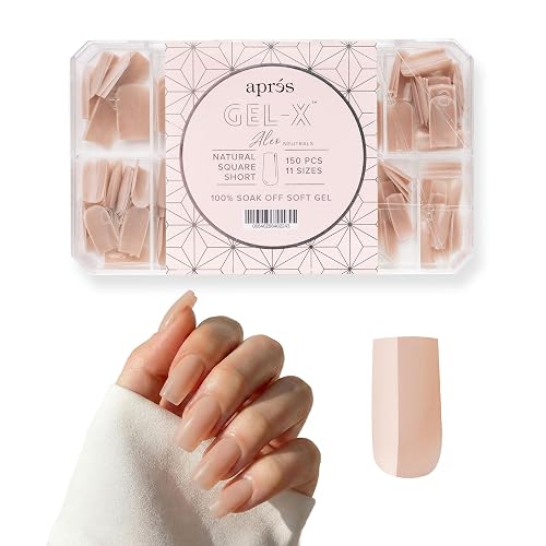 Apres Neutrals Gel-X Alex Box Of Nail Tips, 11 Sizes 00-9, Soft Gel Nail Tip Box, Nail Extensions (150pcs) (Natural Square Short, 150pcs) Beauty & Personal Care APRÉS
