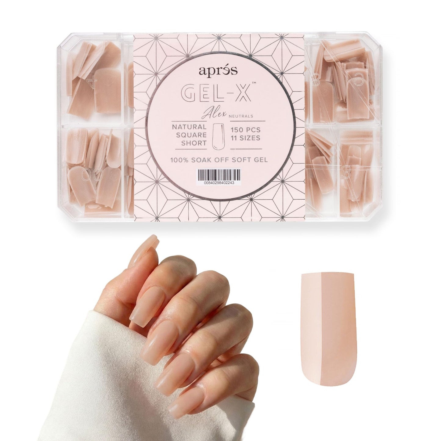 Apres Neutrals Gel-X Alex Box Of Nail Tips, 11 Sizes 00-9, Soft Gel Nail Tip Box, Nail Extensions (150pcs) (Natural Square Short, 150pcs) Beauty & Personal Care APRÉS