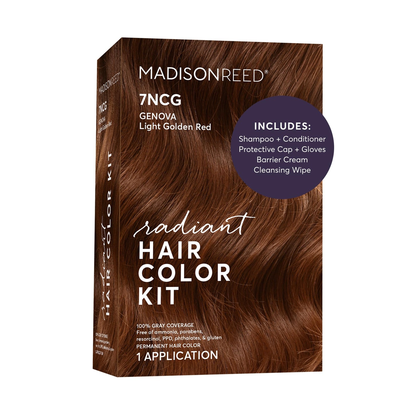 Madison Reed Radiant Hair Color Kit - 7NCG Light Golden Copper (Genova Red), Salon-Quality Permanent Hair Dye, Superior Gray Coverage & Dimensional