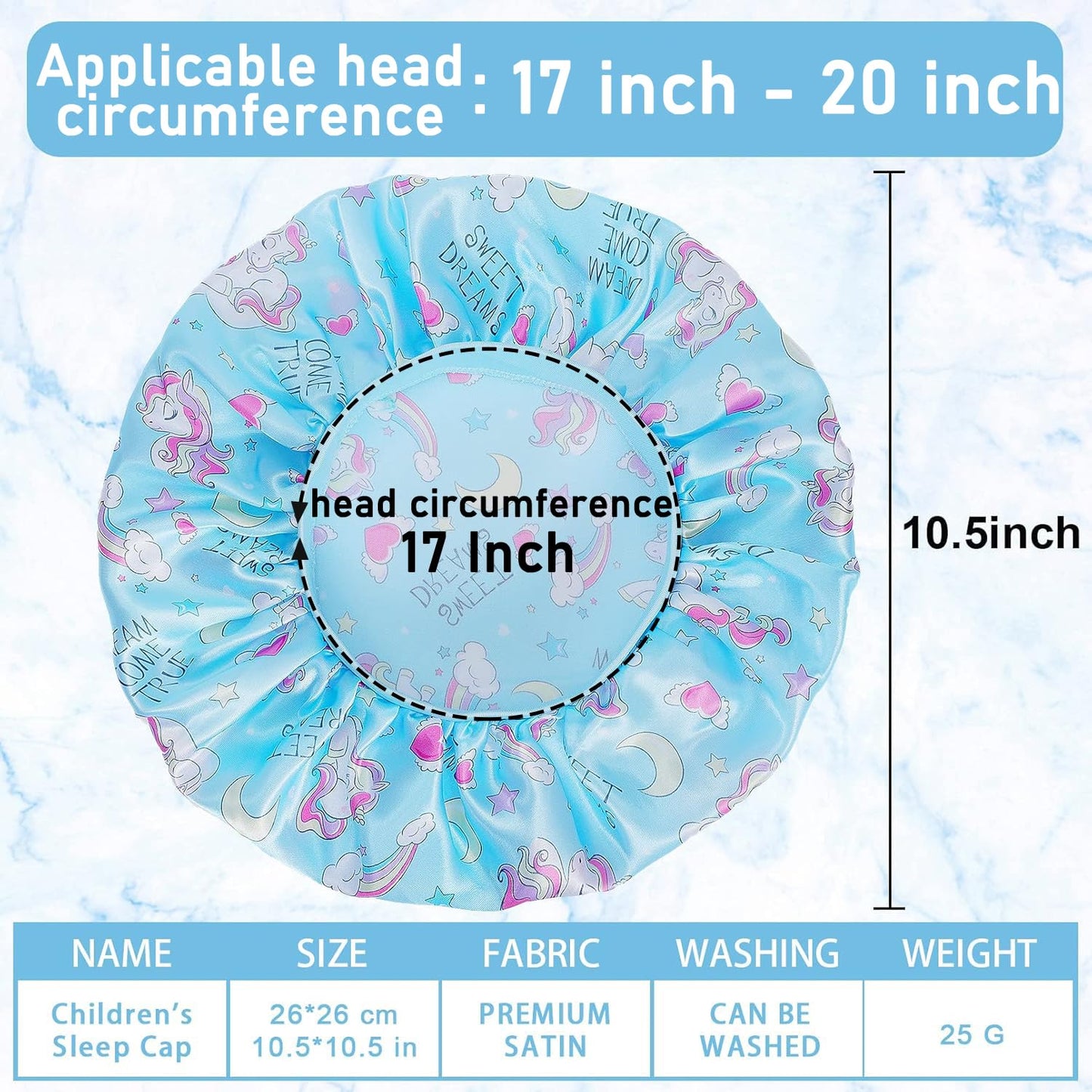 4 PCS Kids Satin Bonnet Child Sleeping Cap,Soft Silk Bonnet Elastic Wide Band,Breathable Baby Bonnets Night Sleep Caps,Colorful Night Hats for Girls