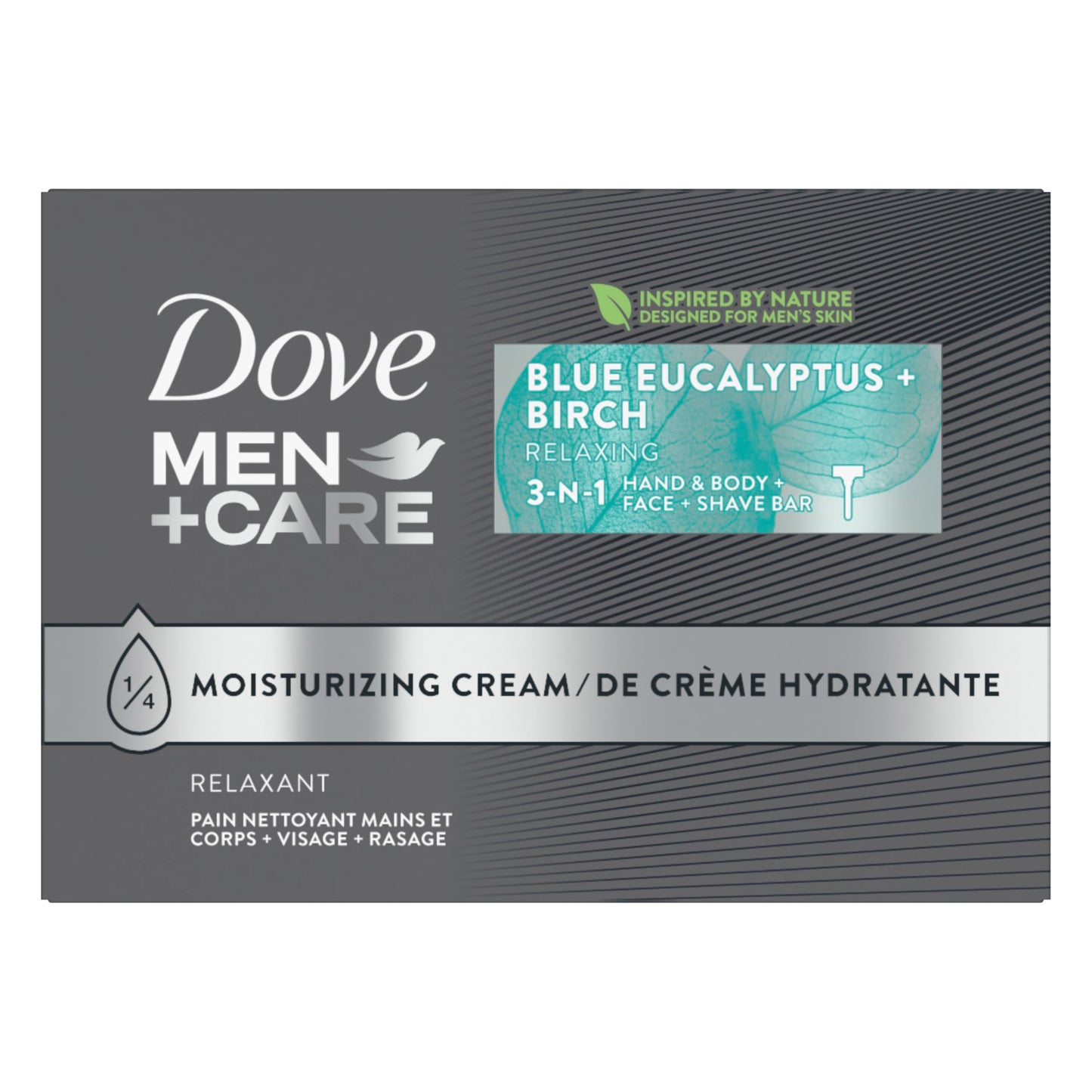 DOVE MEN + CARE Bar 3 in 1 Cleanser for Body, Face, and Shaving Blue Eucalyptus 8 Bars For Fresh, Healthy-Feeling Skin Body and Facial Cleanser More