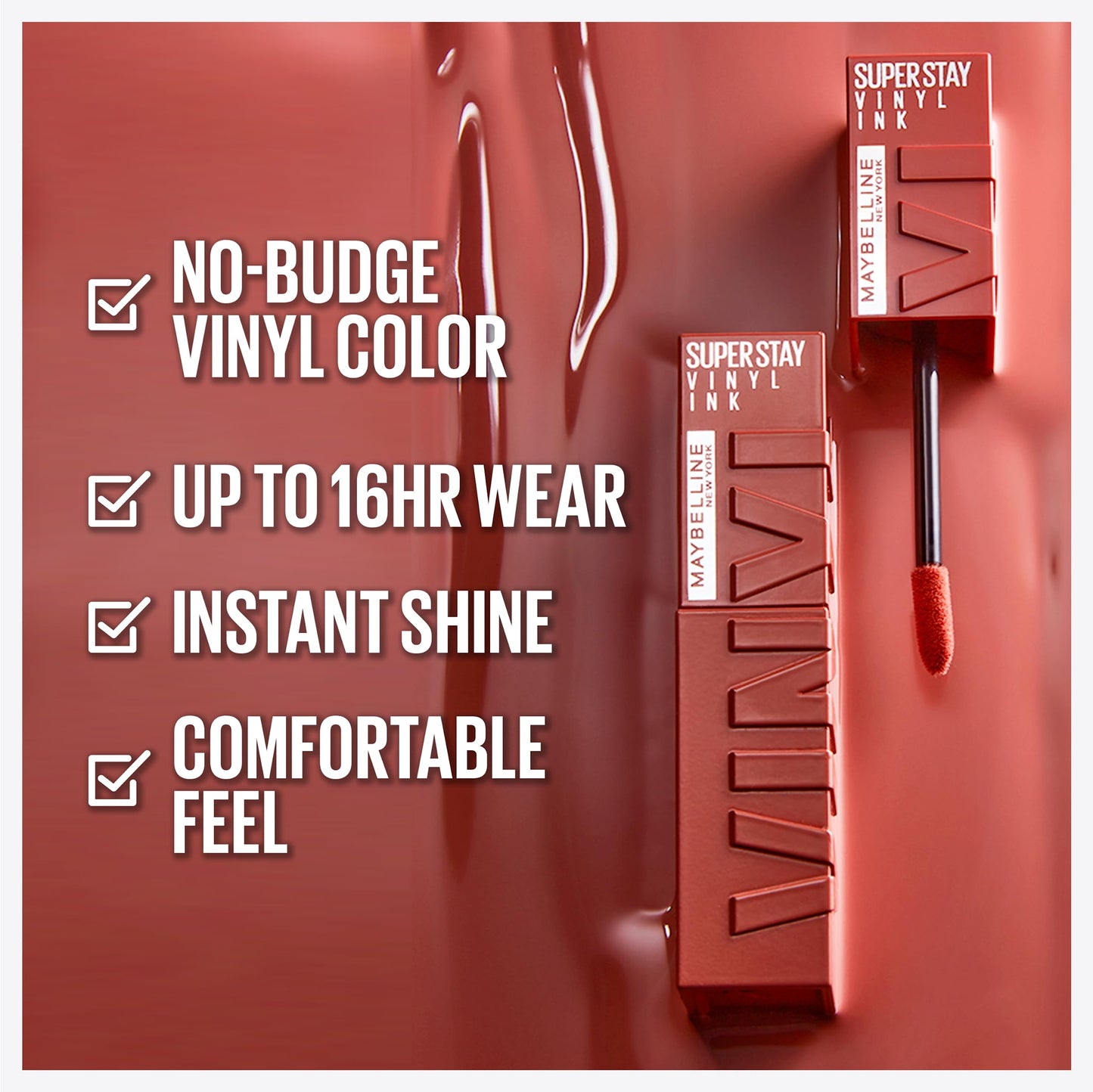 Maybelline Super Stay Vinyl Ink Longwear No-Budge Liquid Lipcolor Makeup, Highly Pigmented Color and Instant Shine, Captivated, Pink Lipstick, 0.14 fl