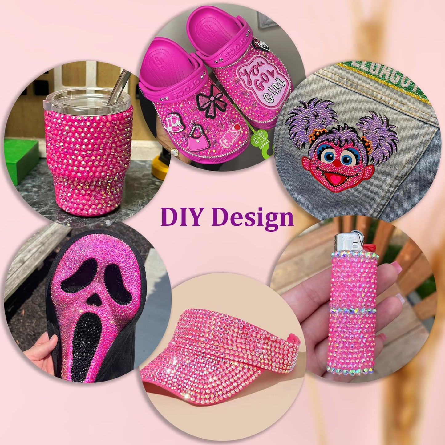30000Pcs Resin Rhinestones for Bedazzling with Tweezers, Hot Pink AB Rhinestones for Crafting with B7000 Jewelry Glue for DIY Crafts Clothing Tumblers Beauty and Personal Care TINKRSTUFF