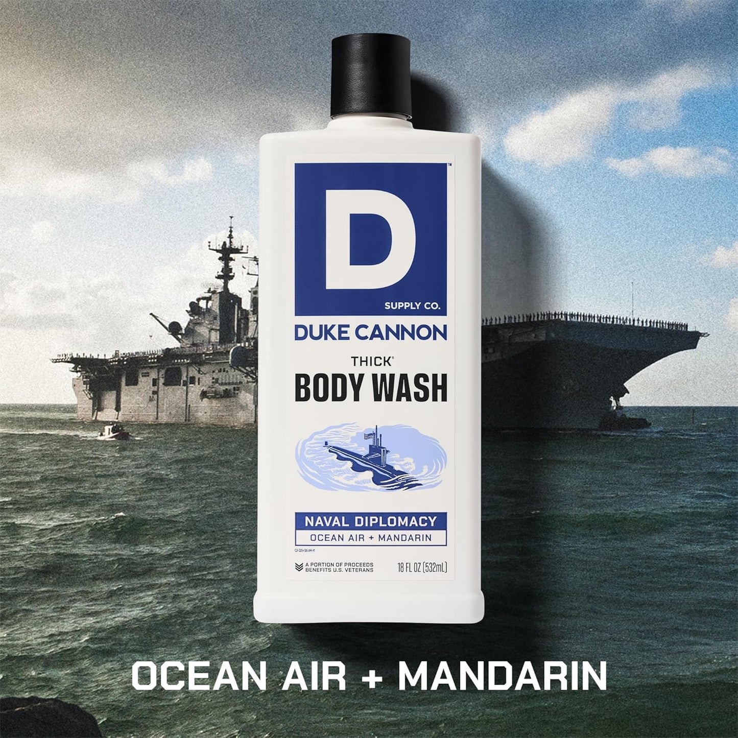 Duke Cannon Supply Co. Thick High Viscosity Body Wash - 3X Thicker, Cleansing Shower and Bath Gel, Mineral-Enriched Body Wash - Citrus Musk +
