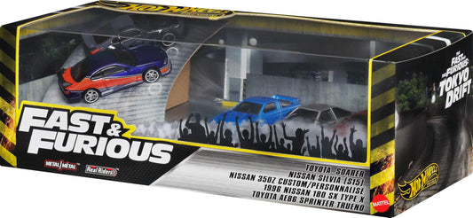 Hot Wheels Toy Cars, Premium Fast & Furious Tokyo Drift Bundle, 5 1:64 Scale Die-Cast Vehicles from The Fast Movie in Collectable Packaging