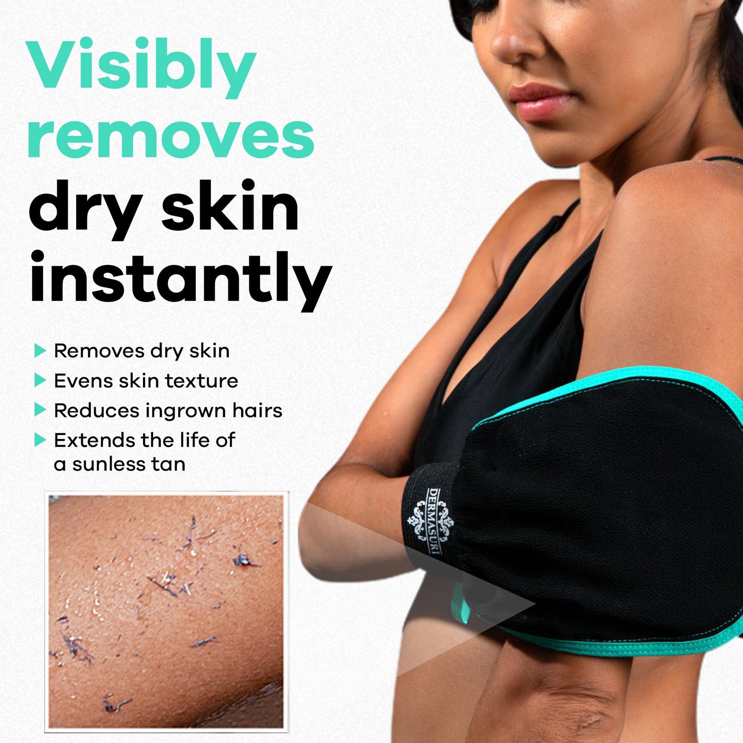 Dermasuri Deep Exfoliating Glove, Korean Body Scrubber Mitt for Dead Skin Removal, Polishing & Keratosis Pilaris Treatment, Shower Skincare, 1-Pack