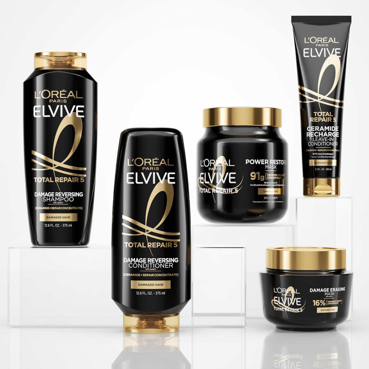 L'Oreal Paris Hair Care Elvive Total Repair 5 Damage Erasing Balm, Conditioning Hair Mask for Damaged Hair, with Almond and Protein, 8.5 fl; oz, (Pack