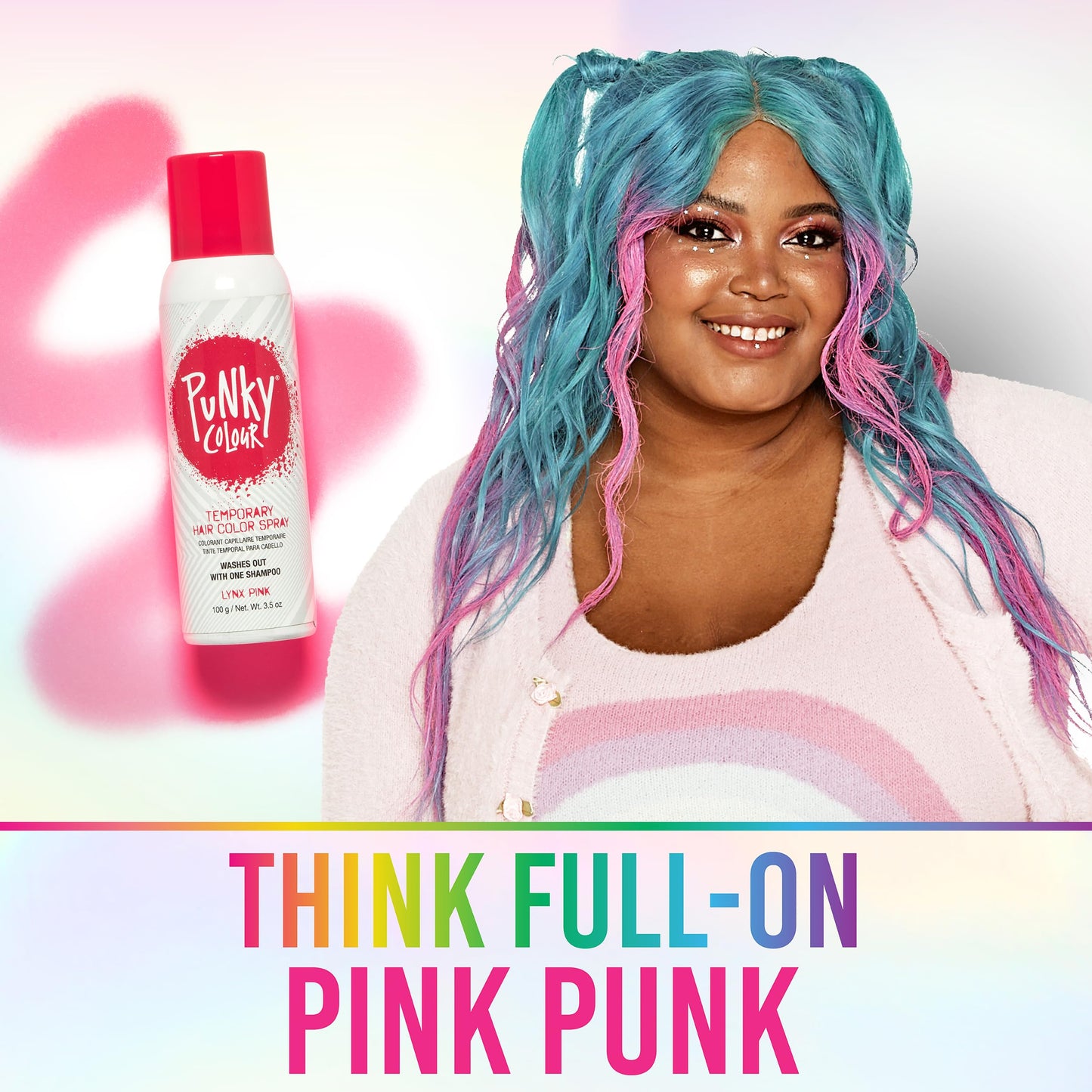 Punky Temporary Hair Color Spray, Lynx Pink - Instant Hair-Dye Mist, Fast Drying Non-Damaging Wash Out Tint for Salon Style Highlights, 3.5 oz