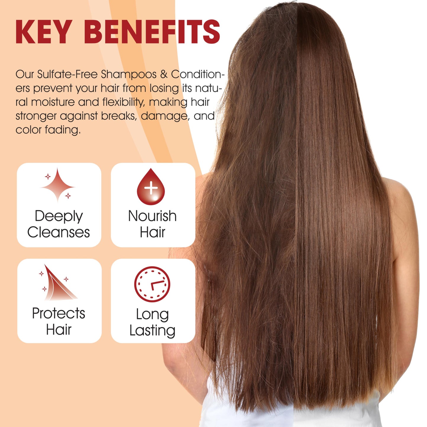 Alda Beauty Care Smoothing Shampoo and Conditioner Set, 32 fl oz Each, with Argan Oil Serum, Island Fruits Scent, Sulfate-Free, Nourishing Formula