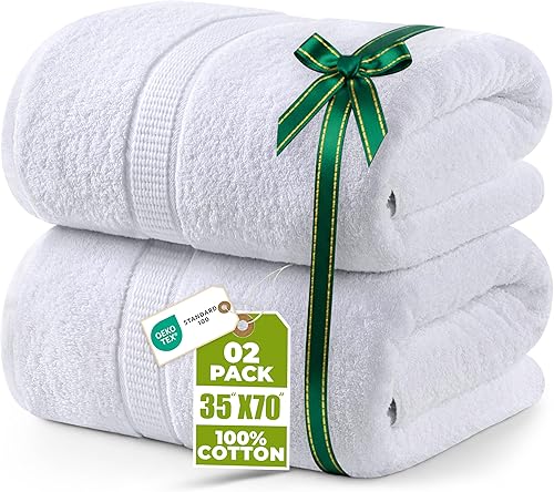 Utopia Towels Luxurious Jumbo Bath Sheet 2 Piece, 600 GSM, 35 by 70 Inches, 100% Ring Spun Cotton, Highly Absorbent and Quick Dry Extra Large Bath…